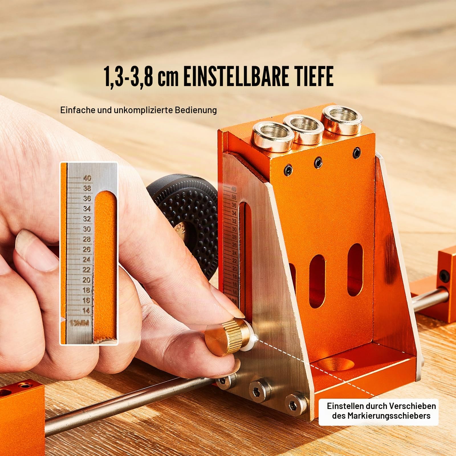 VEVOR Pocket Hole Jig Kit Dreitaschenloch mit Schraubenschlüssel & Vierkantantriebsbits, Dübelhilfe Bohrlehre zum Bohren von Taschenlöchern und Schräglöchern, Bohrhilfe für Holzbearbeitung