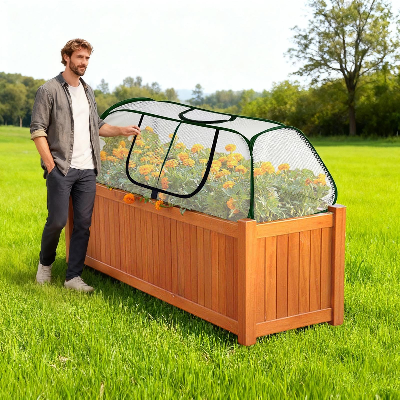 Invernadero Portátil Protectora Impermeable | Cubierta de Invernadero para Bancal Elevado Para Interior y Exterior, Jardín, Patio, Balcón, Verduras, Flores, Frutas y