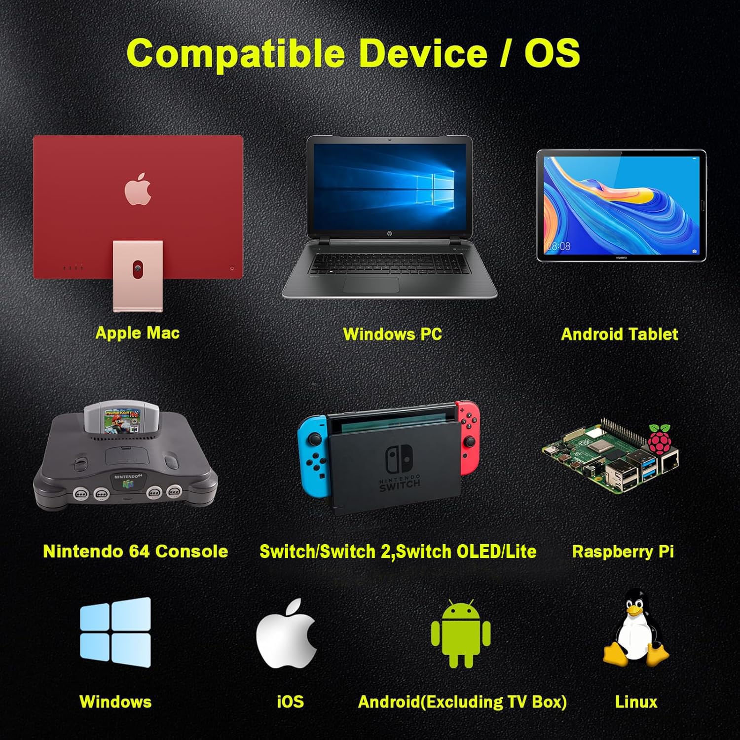 miadore Switch N64 Controller für Switch 1 & 2/OLED/Lite/N64 Konsole, | Plug & Play,kabelloser PC Controller mit 2,4-GHz-USB & N64-Empfänger,kompatibel mit Windows PC,macOS,Raspberry Pi,Linux