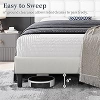 Vista 7 de Yaheetech Marco de Cama Tapizado, Plataforma de Cama Full Moderna con Cabecera de Costura Cuadrada y Capitoné con Botones, Altura Ajustable, Soporte