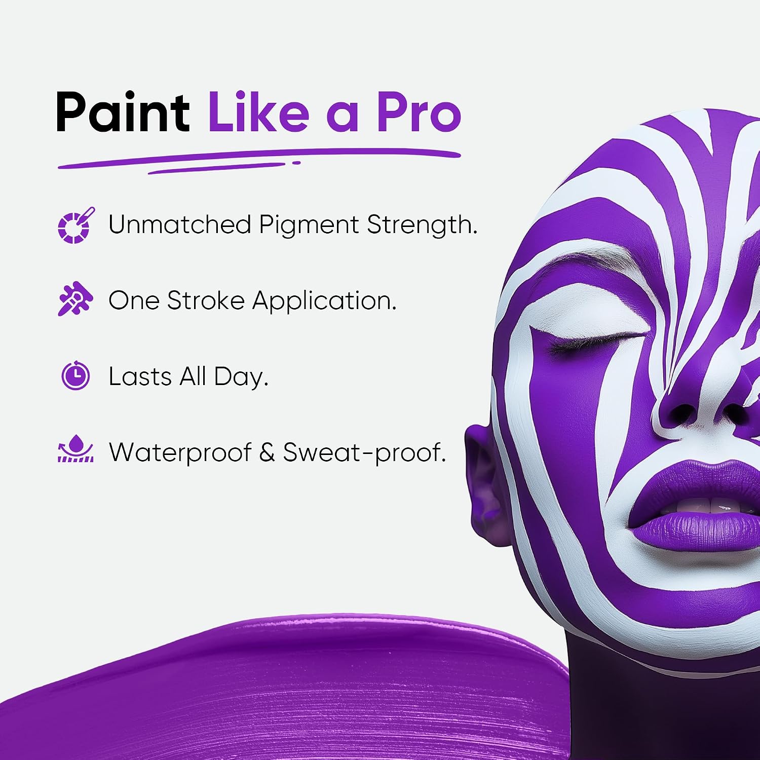 Blue Squid PRO Purple Face Paint Stick - Waterproof Body Paint for Adults & Kids Colored Eye Black Baseball, Eyeblack Softball -Hypoallergenic Twist-Up Non-Toxic Makeup Stick for Cosplay, Sports & SFX image 4