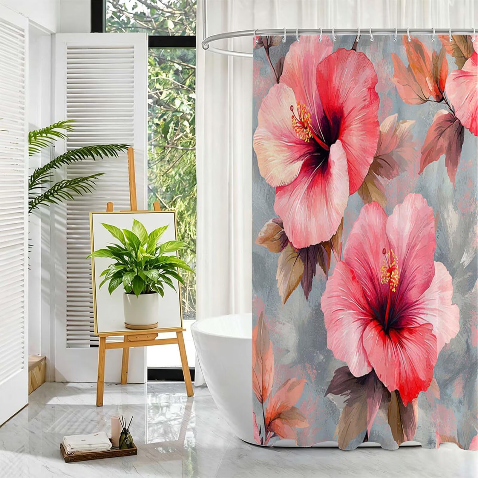 Rosa Duschvorhang, 150x200cm Duschvorhang Badewanne L-58
