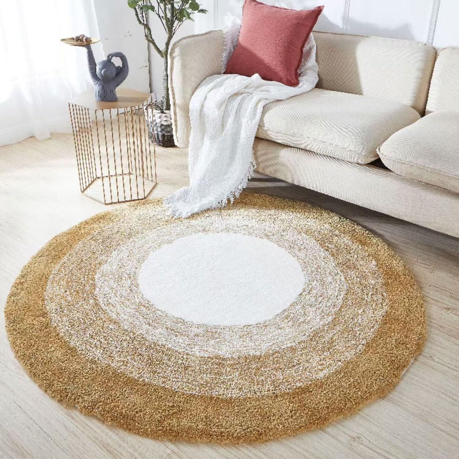 Round Thick Carpet Bedroom Bedside Girl Simple Living Room Large Area Dirt-resistant Home Floor Mat,Modern Rugs Living Room,Carpet Mat For Bedroom,Large Area Rug,washable Rugs.