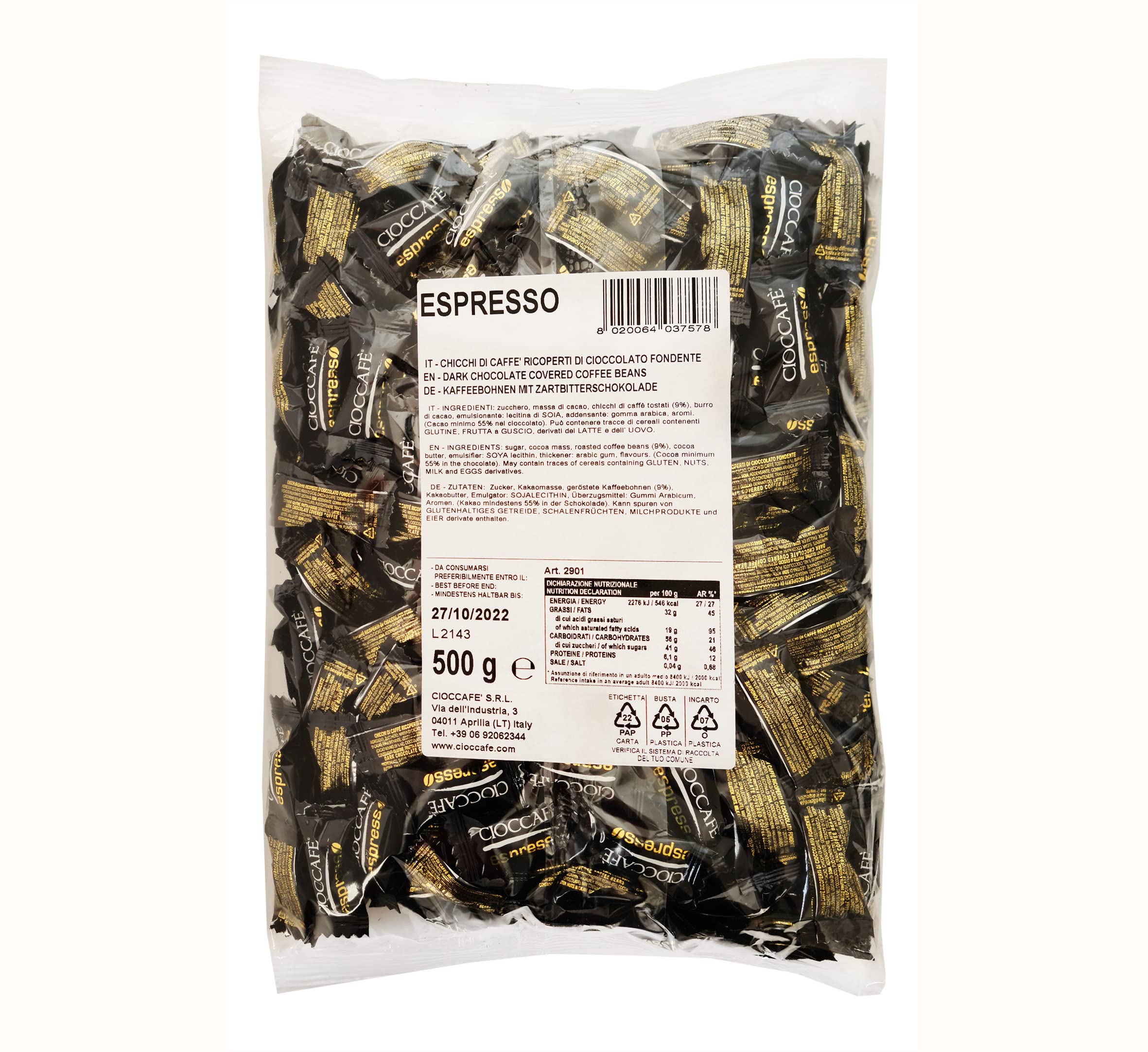 CiocCafe Kaffeebohnen in Zartbitterschokolade 458 g