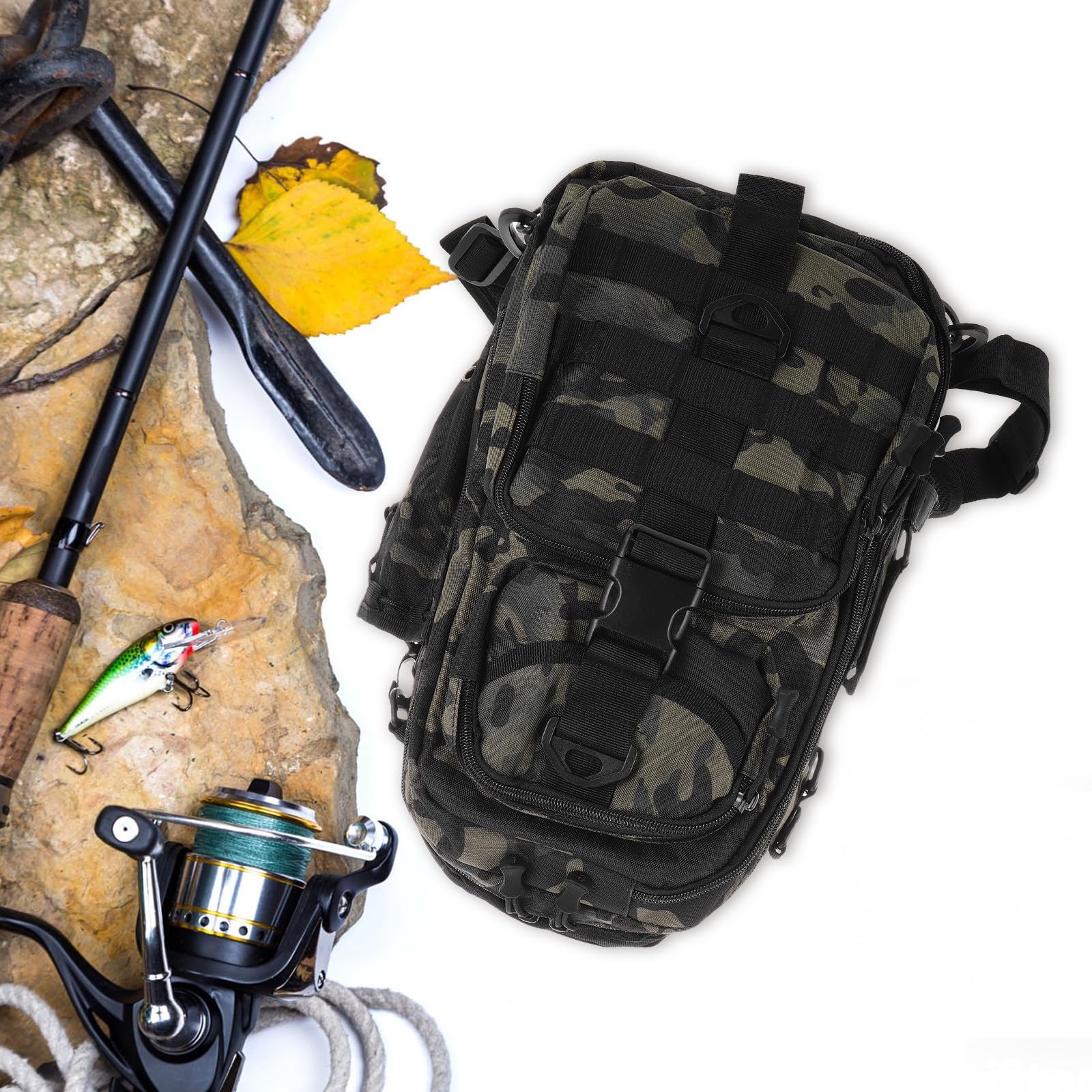 Multifunktionaler Angelrucksack aus Polyester mit Großem Fassungsvermögen