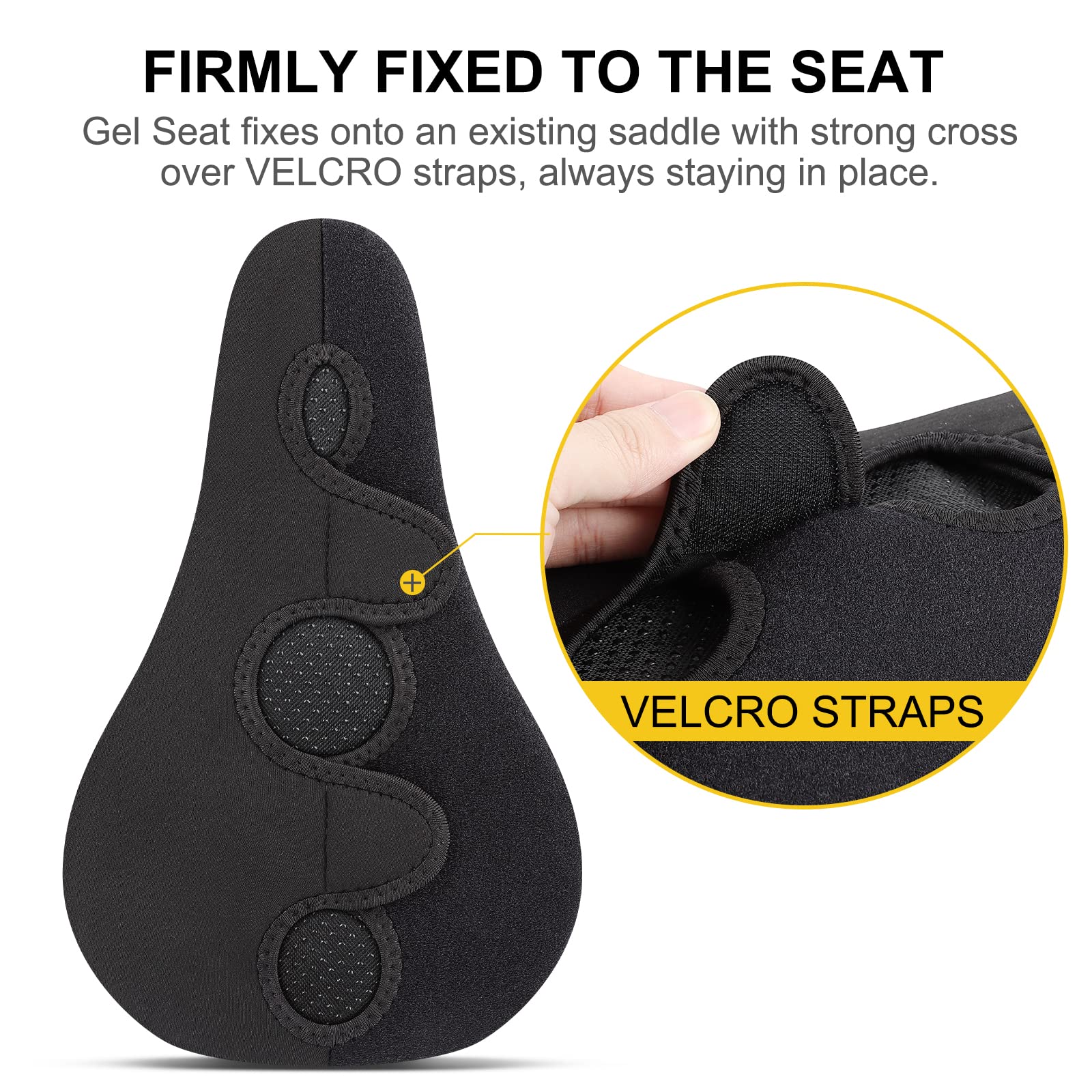 Housse de selle de vélo en gel : housse de siège confortable pour homme et femme, compatible avec Peloton, exercice stationnaire, siège de vélo Cruiser ou vélo spin (27,9 x 17,8 cm)