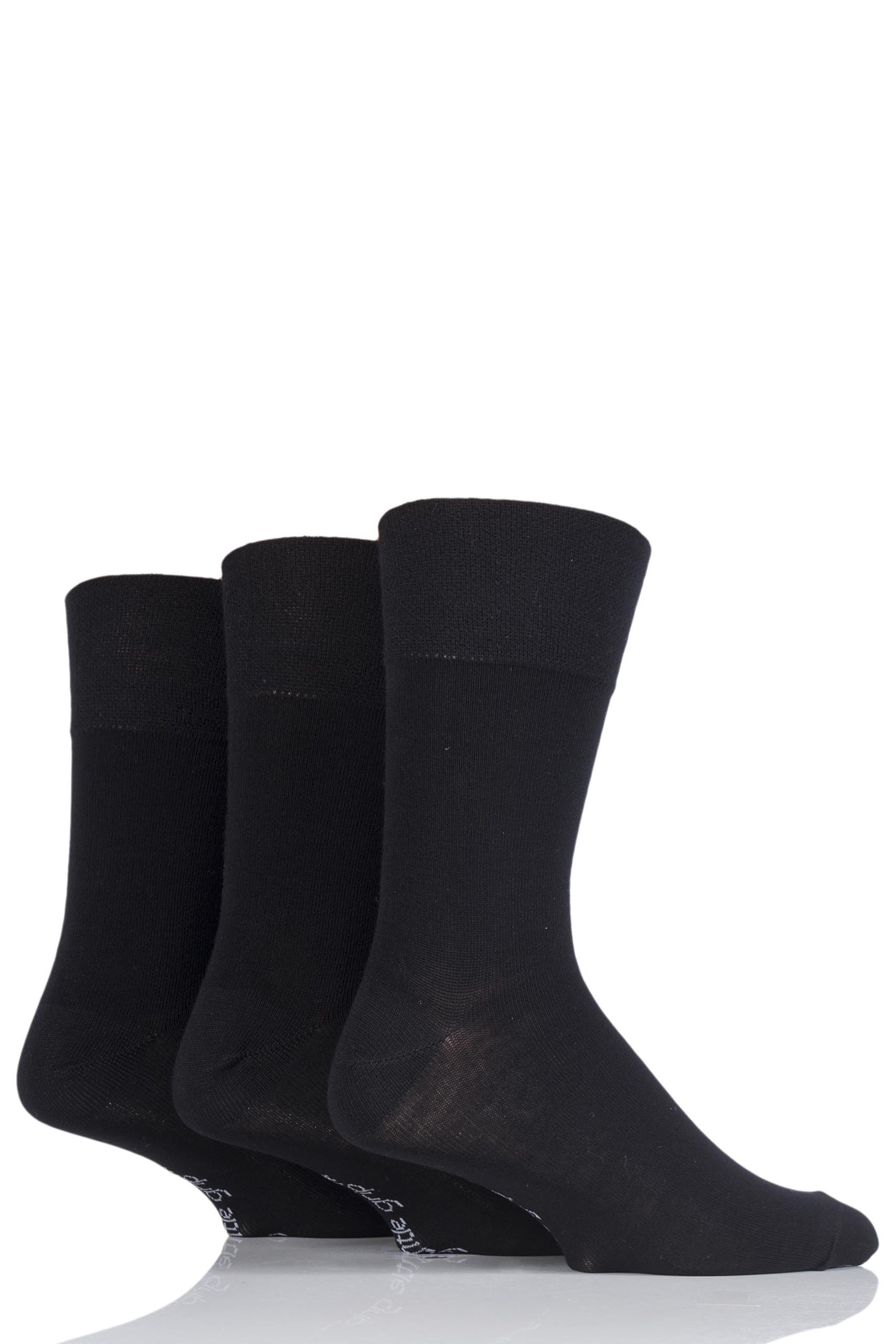 3 Pairs Mens Gentle Grip Bamboo Non Binding Diabetic Socks UK 6-11 Black