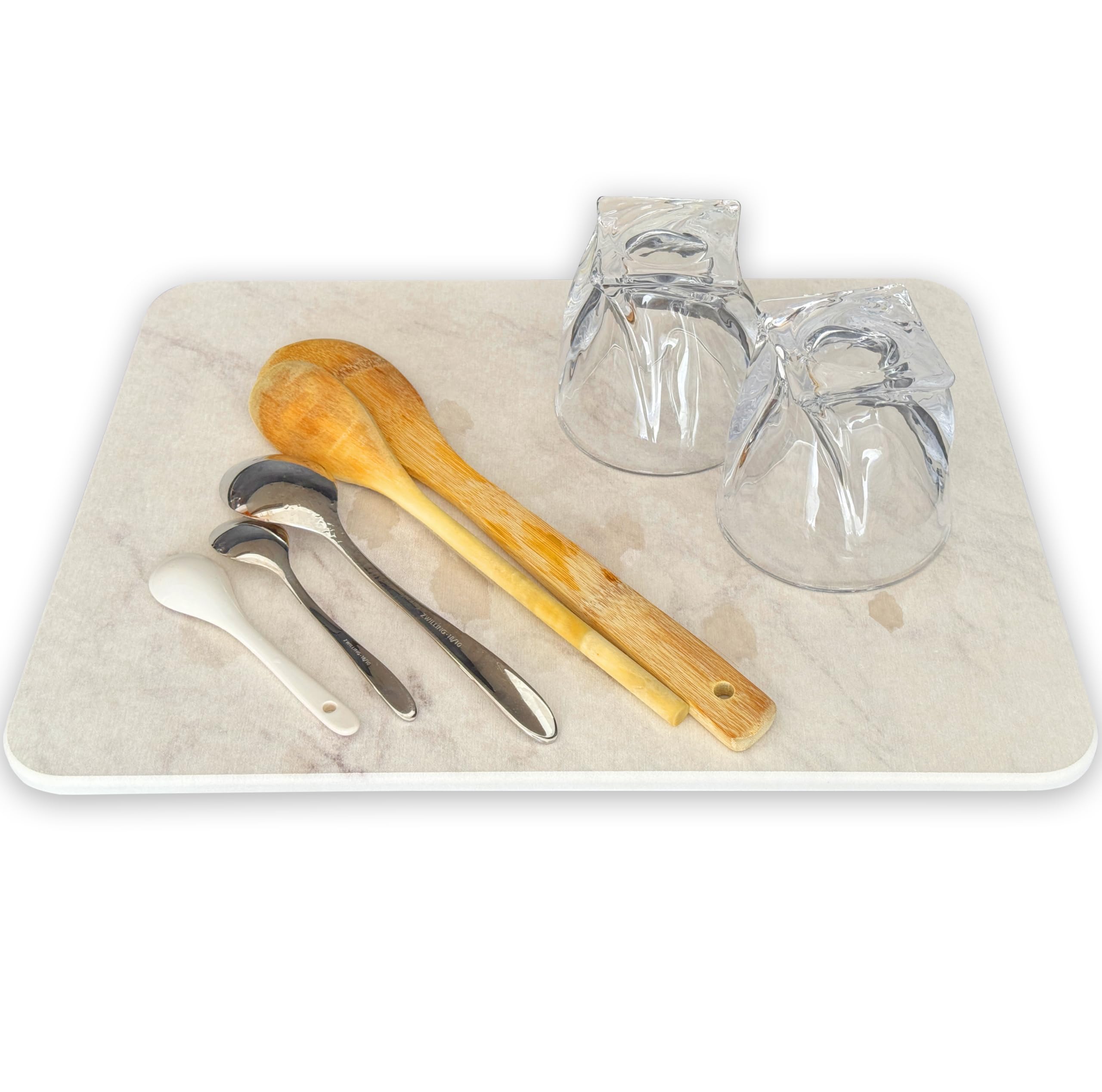 Stone Drying mat for Kitchen Counter - Ultra-Absorbent Diatomite Dish Drying Pad, Eco-Friendly -Non-Slip Design - Perfect for Dishes, Glassware, and Utensils