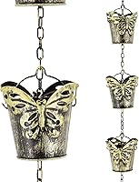 Vista 7 de Arcadia Garden Products RC04 Cadena de lluvia, metal de bronce con flor de loto de cobre cepillado