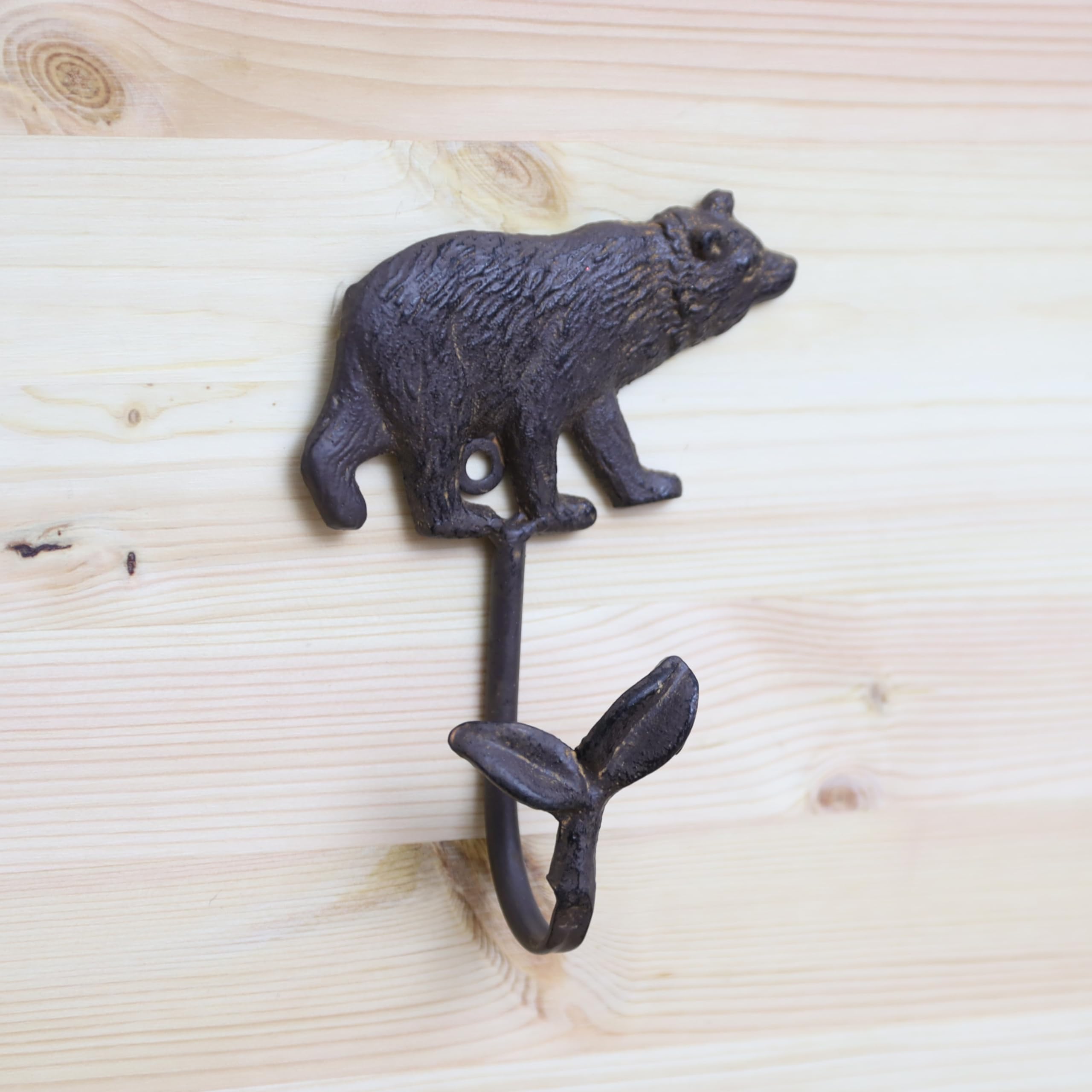 Fyne-Finds Bronze Metal Rustic Bear Coat Single Hook Coat Key Hanger Vintage Animal Wall Mounted Door Decorative Gift