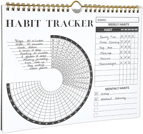 Lamare Calendario de seguimiento de hábitos, diario de hábitos inspirador con encuadernación en espiral, diario diario de seguimiento de hábitos y