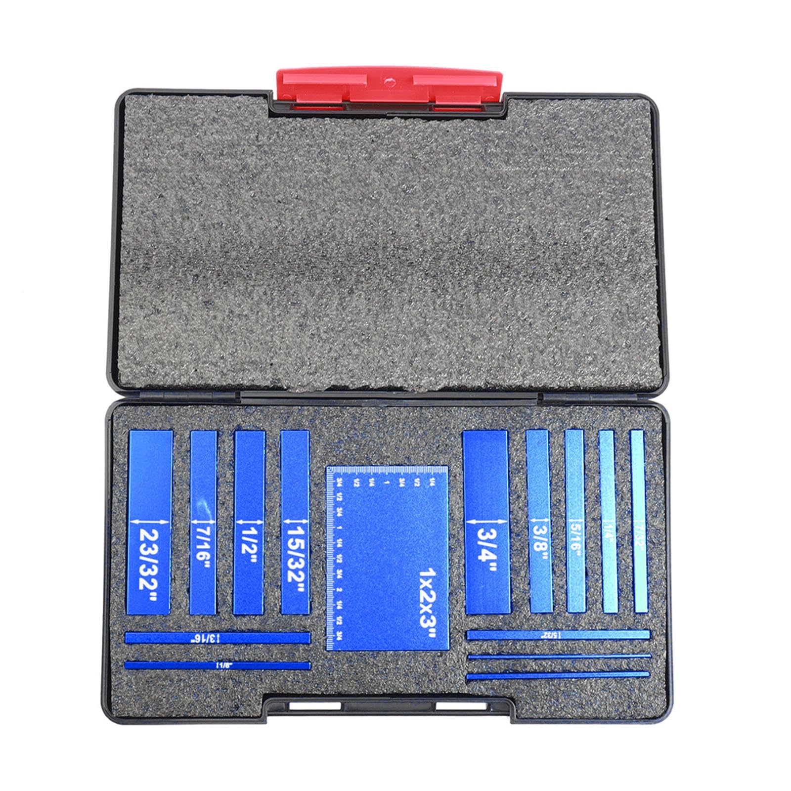 Juego de 15 rieles de ajuste de precisión azul con estuche de almacenamiento, juego de bloques de aluminio para sierra circular de mesa, accesorios para carpintería DIY