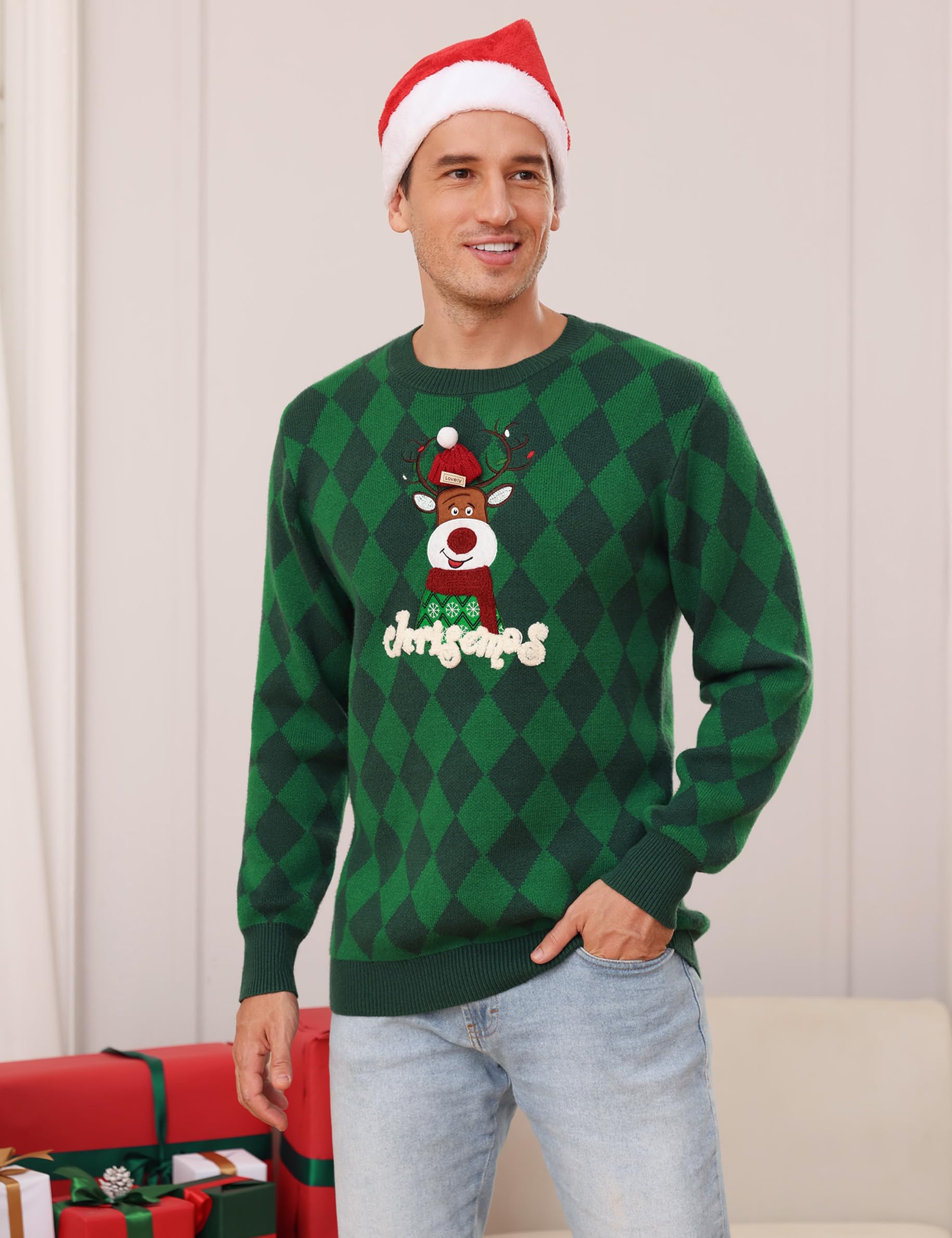 Totatuit Maglione Natalizio da Donna Maglione Lavorato a Maglia Maglione Invernale da Donna con Fiocchi di Neve e Renne