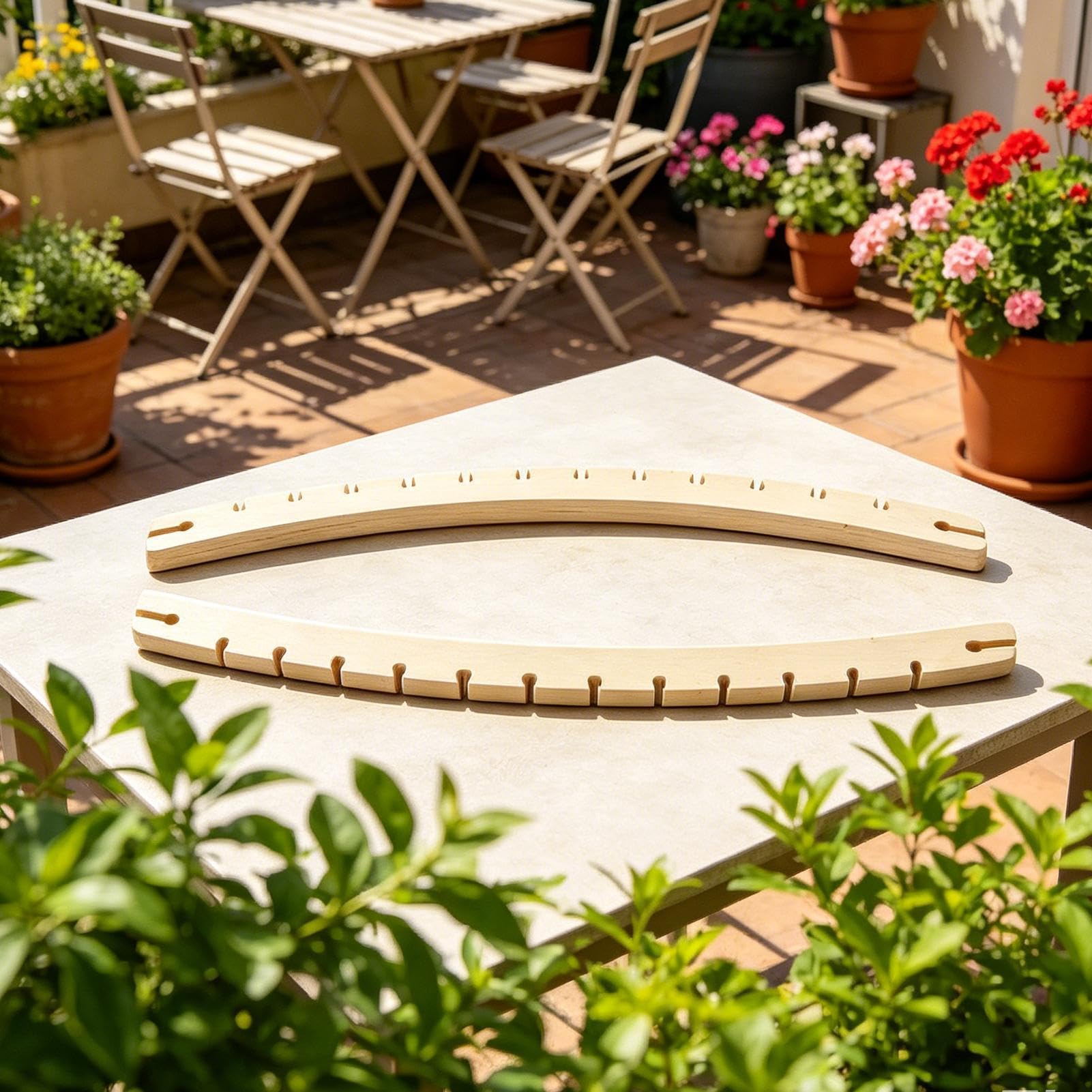 Varillas de madera para hamaca, 2 unidades, 14 agujeros, desmontables, curvadas, soportes de repuesto para jardín, camping, exterior, balcón y terraza