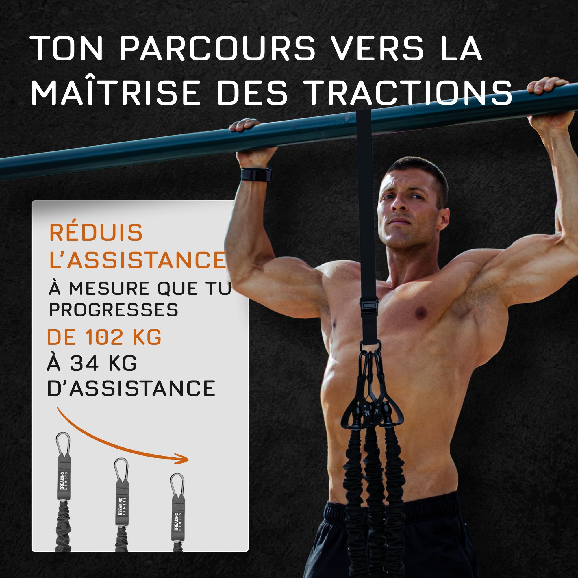 Image secondaire de Élastique de Musculation Réglable Breaking Limits pour Tractions - Support jusqu'à 102 kg