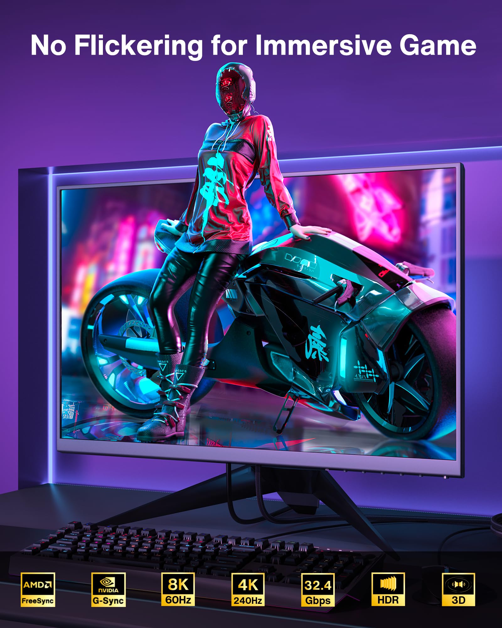 IVANKY Kabel DisplayPort 8K, certyfikat VESA, kabel DP 1.4, 2 m, obsługa wysokiej prędkości 8K przy 60 Hz, 4K przy 144 Hz, 2K przy 240 Hz, obsługa HBR3 32,4 Gb/s, HDCP 2.2, kompatybilny z laptopem