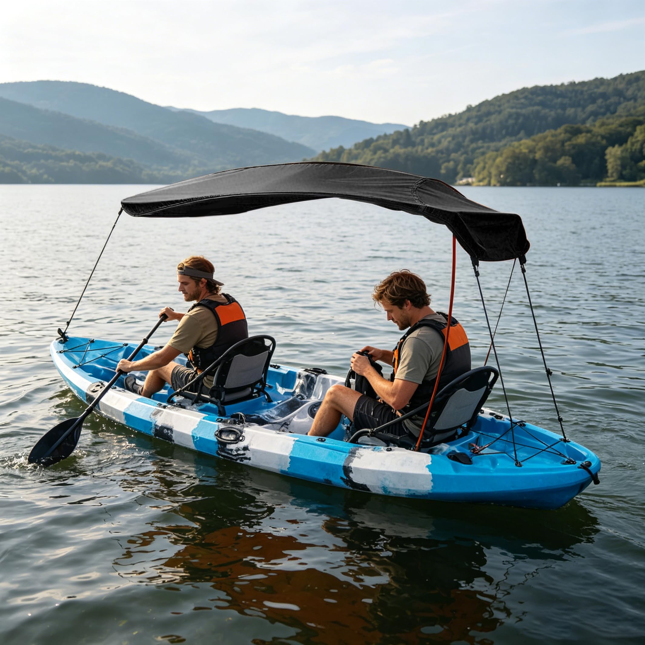 Tettuccio per Kayak, Parasole per Kayak, in Tessuto Oxford Impermeabile e Resistente agli Strappi, Protezione Solare e Pioggia Facile da installare per Canoa, gommoni, Nero