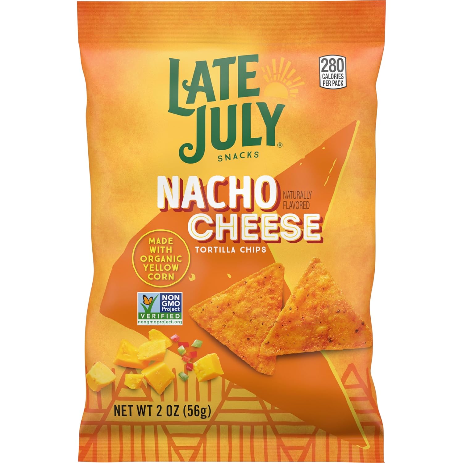 Late July Organic Nacho Cheese Tortilla Chips, 100% Whole Grain Gluten-Free, Bold Flavor 2oz Bags (Pack of 6)