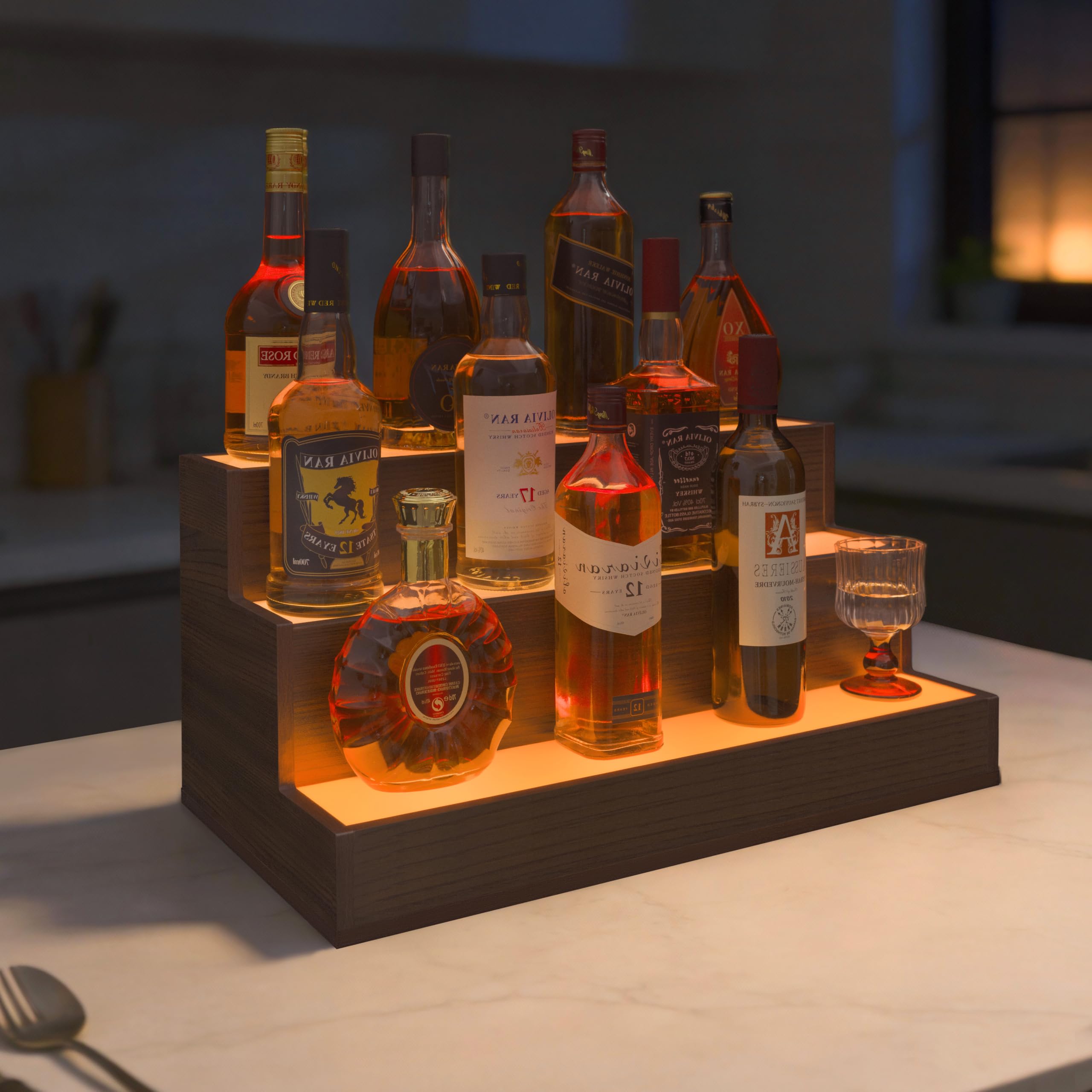 Cubehom LED Lighted Liquor Bottle Display Shelf, 24 Inch Bar