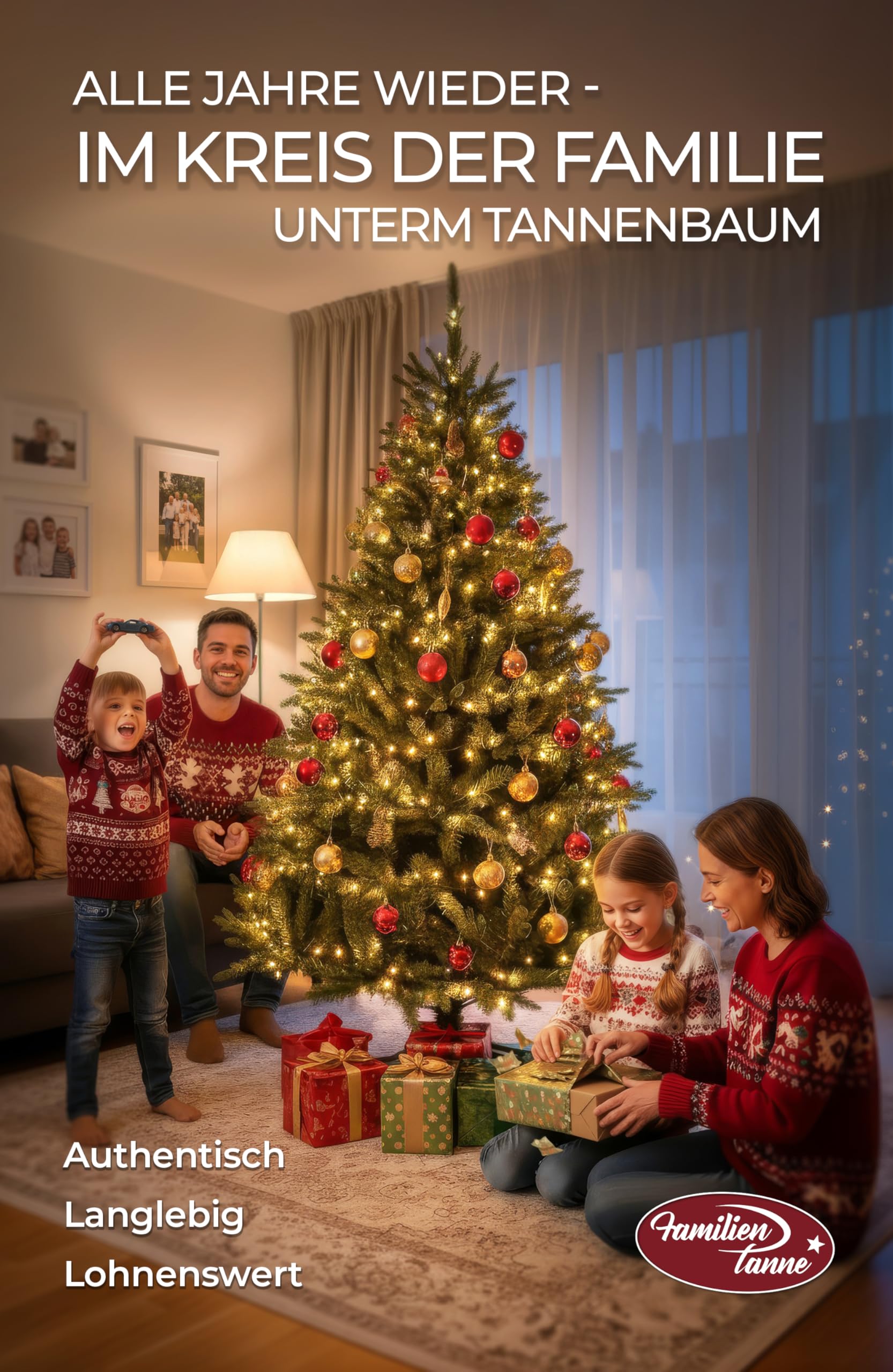 Familientanne künstlicher Weihnachtsbaum 175 cm – Authentisch Langlebig Lohnenswert – Tannenbaum künstlich, Erinnerungen der Familie – Überzeugend für 10 Jahre