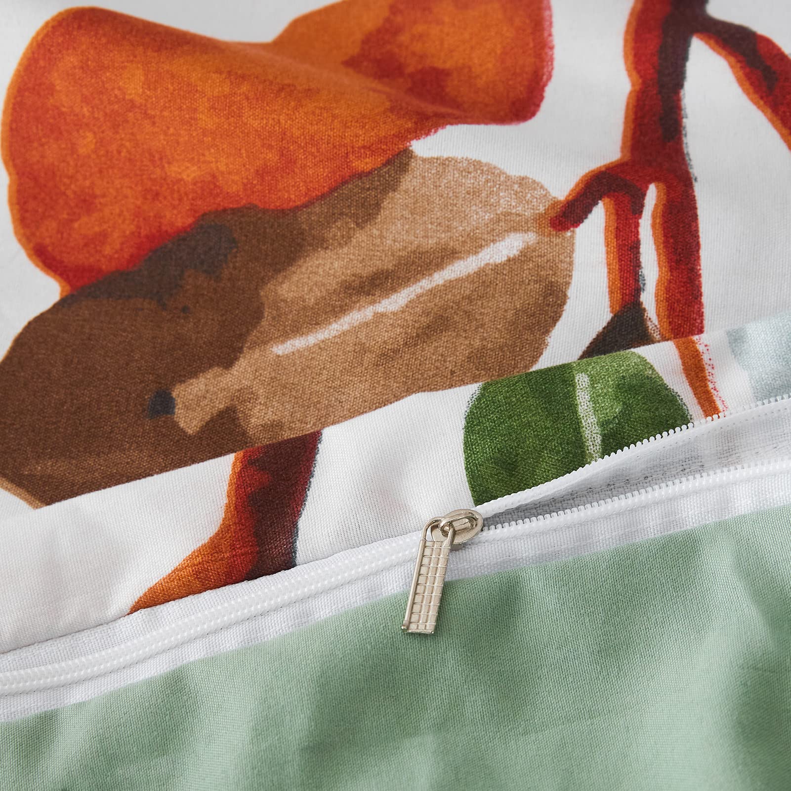 Parure de Lit Floral Microfibre à Motif Printemps Branches et Feuilles, 1 x Housse de Couette 240x260 cm 2 Personnes et 2 x Taies d'oreiller 65x65 cm Moderne avec Fermeture Eclair, Vert