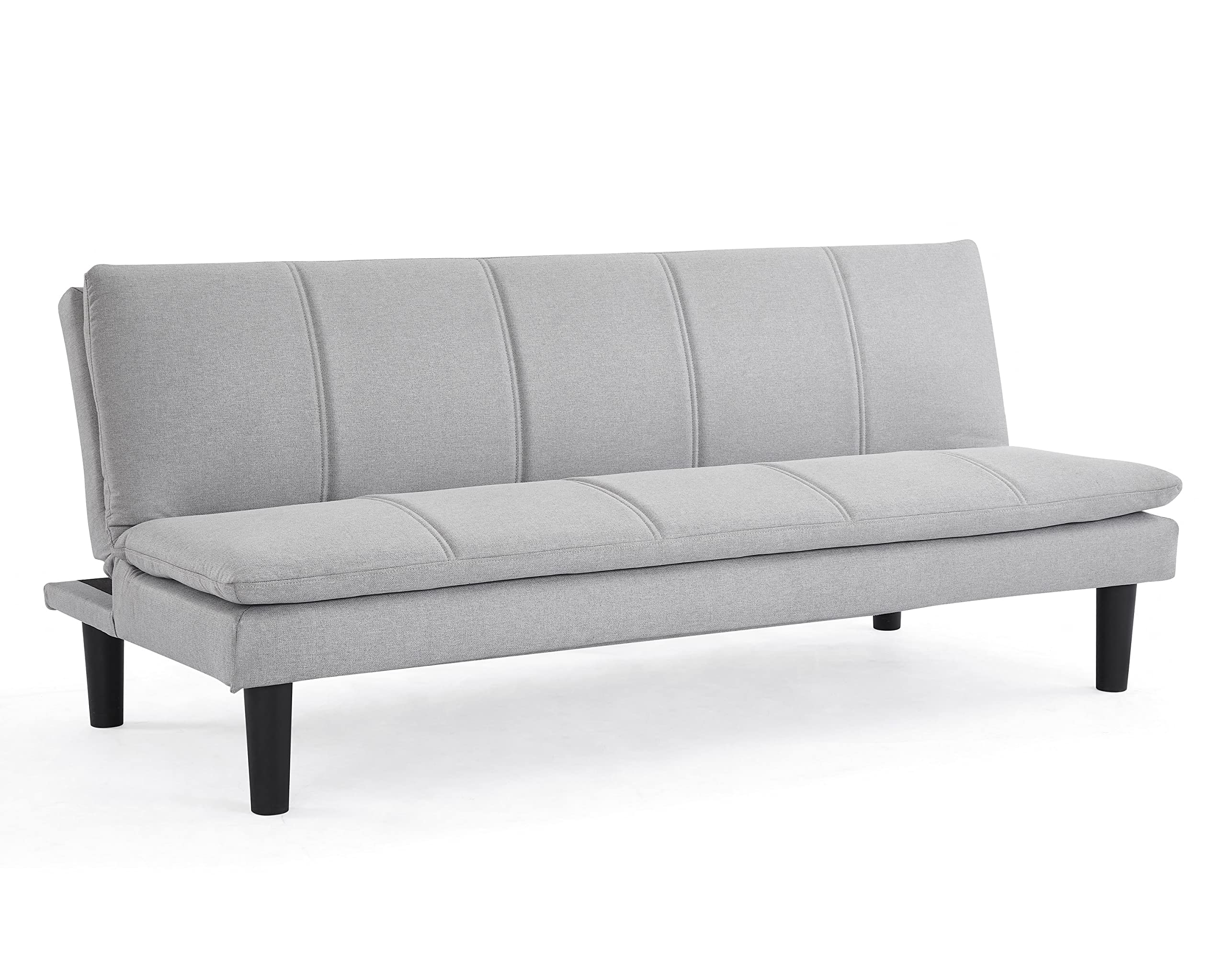 3 Seater Sofa Bed Light Grey Woven Fabric Sofabed Clic Clac Double Stitch