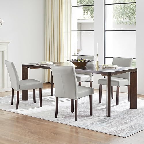 Miniatura 11 de Watson & Whitely Juego de 6 Sillas de Comedor Tapizadas, Sillas de Comedor de Tela sin Brazos con Patas de Madera Maciza y Respaldo para Cocina,