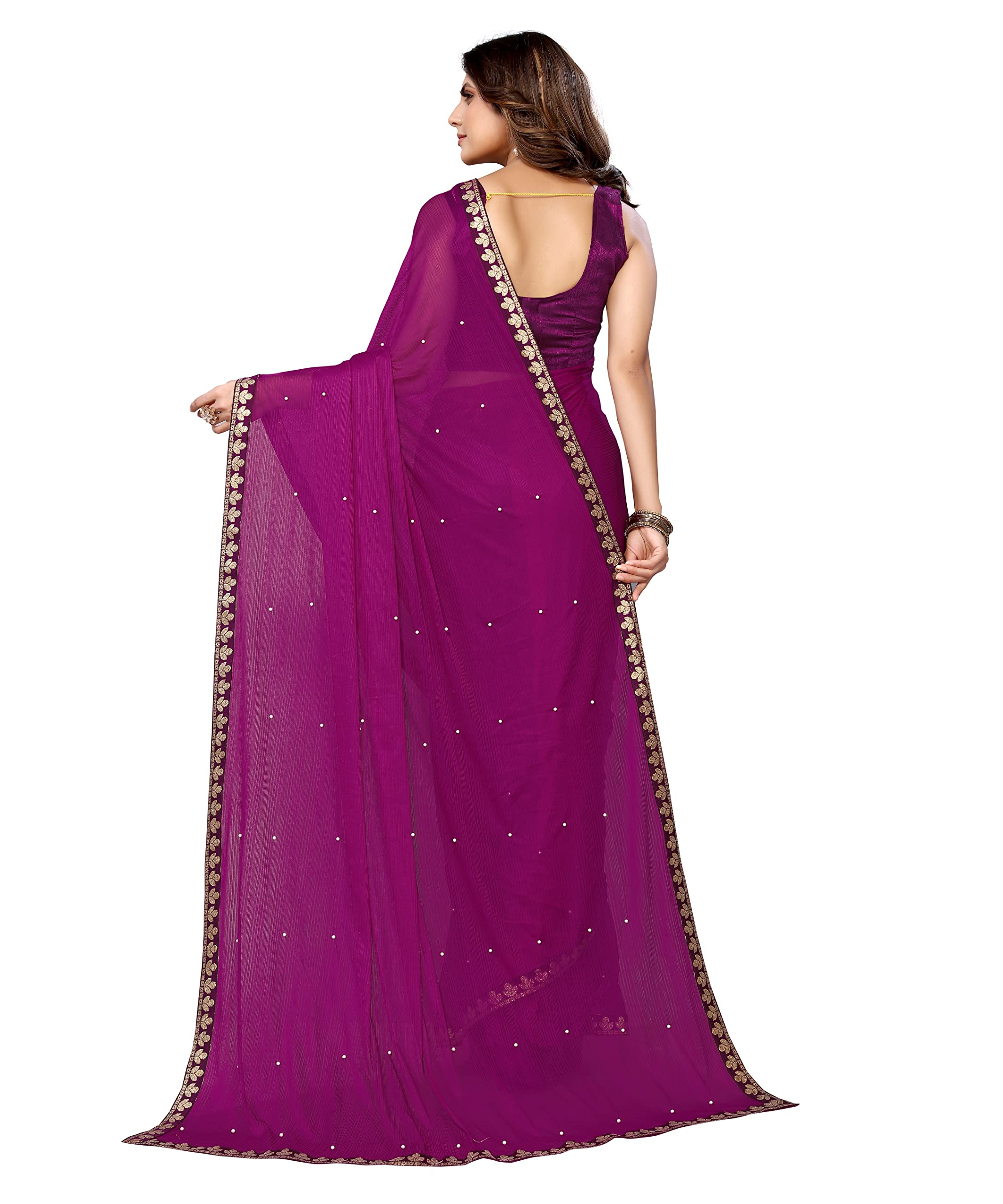 Aashita Creations Damen-Sari aus Lycra-Mischgewebe
