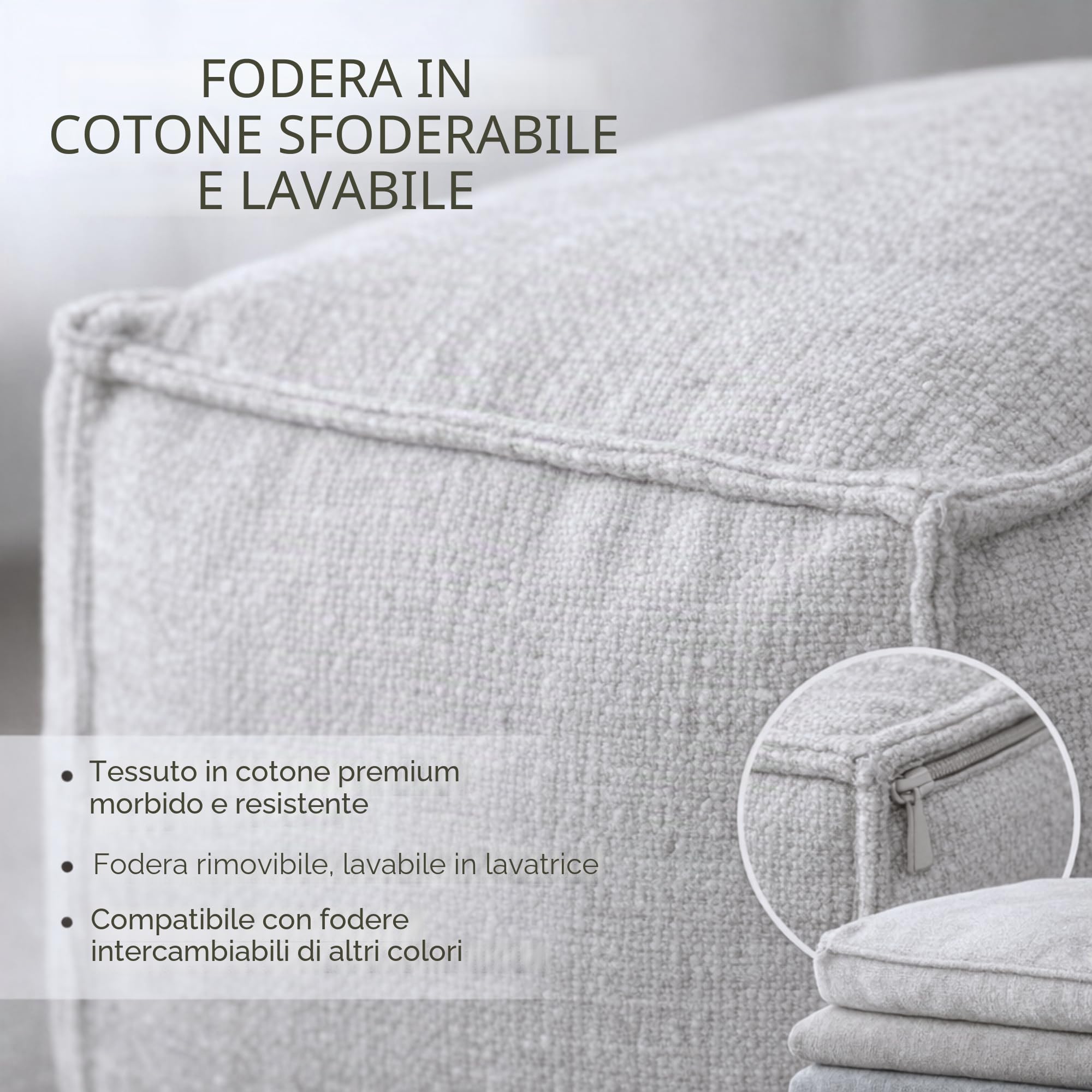 Aiire Pouf Poggiapiedi Divano Moderno - Sgabello Basso di Tessuto Rettangolare Imbottito per la Camera da Letto - Puff o Puffo Poggia Piedi Ergonomico Grigio Chiaro