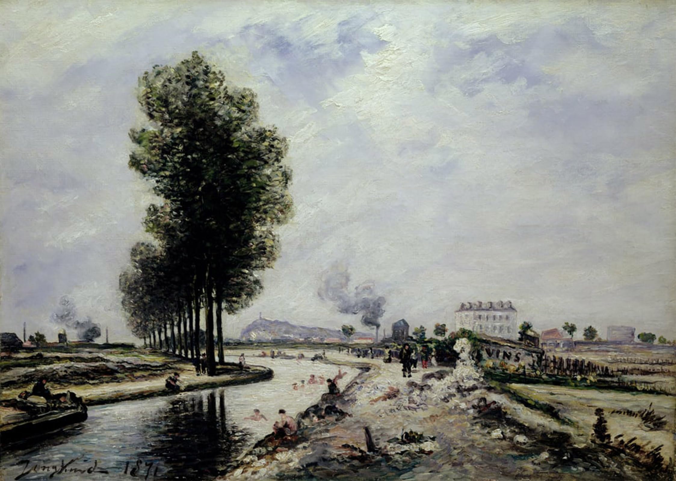 ARTXLXXBN Famous Art Print Poster Vintage Wall Art the Canal of Ourcq Near Pantin by Johan Barthold Jongkind Canvas Art Poster for Home Decor 60x90cm