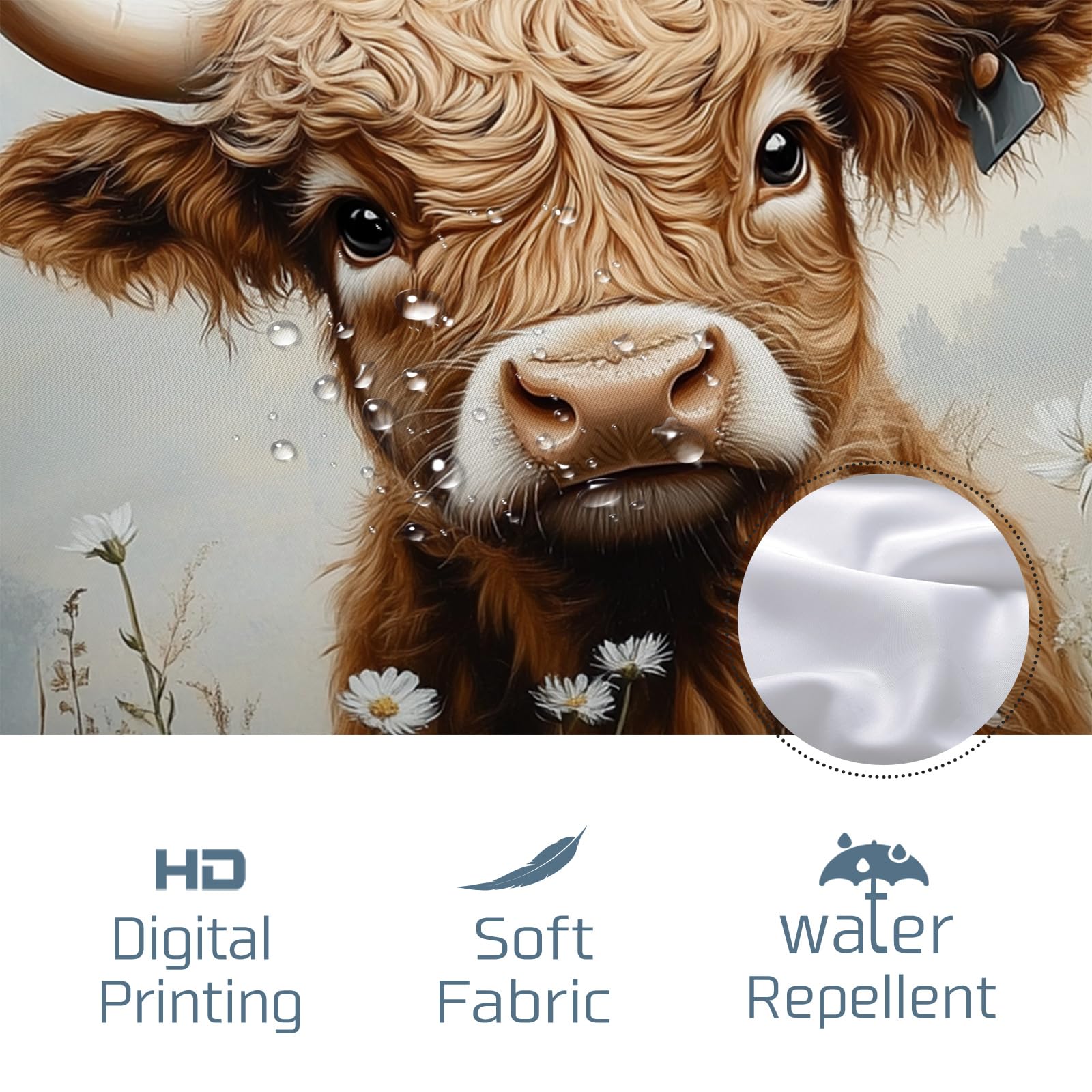 Duschvorhang Mit Kuh-Motiv – 183x198 Cm, Polyester, Wasserdicht, Inkl. 12 Haken, Perfekt Für Kinder-Bad & Bauernhaus-Stil