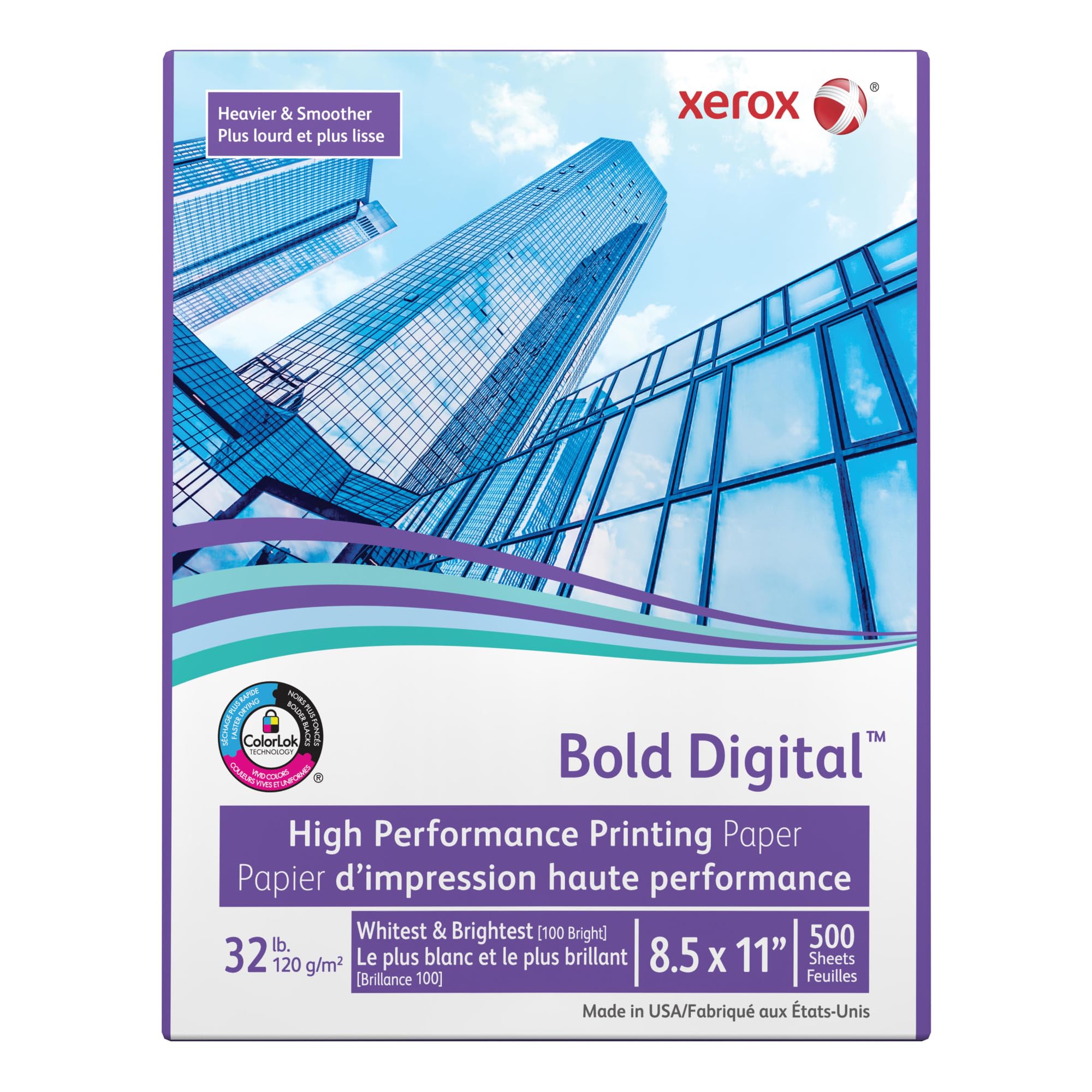 Xerox® Bold Digital™ Druckpapier, Briefgröße, 100 Helligkeit, 14,5 kg Text (120 g/m²), FSC®-zertifiziert, weiß, Ries mit 500 Blatt