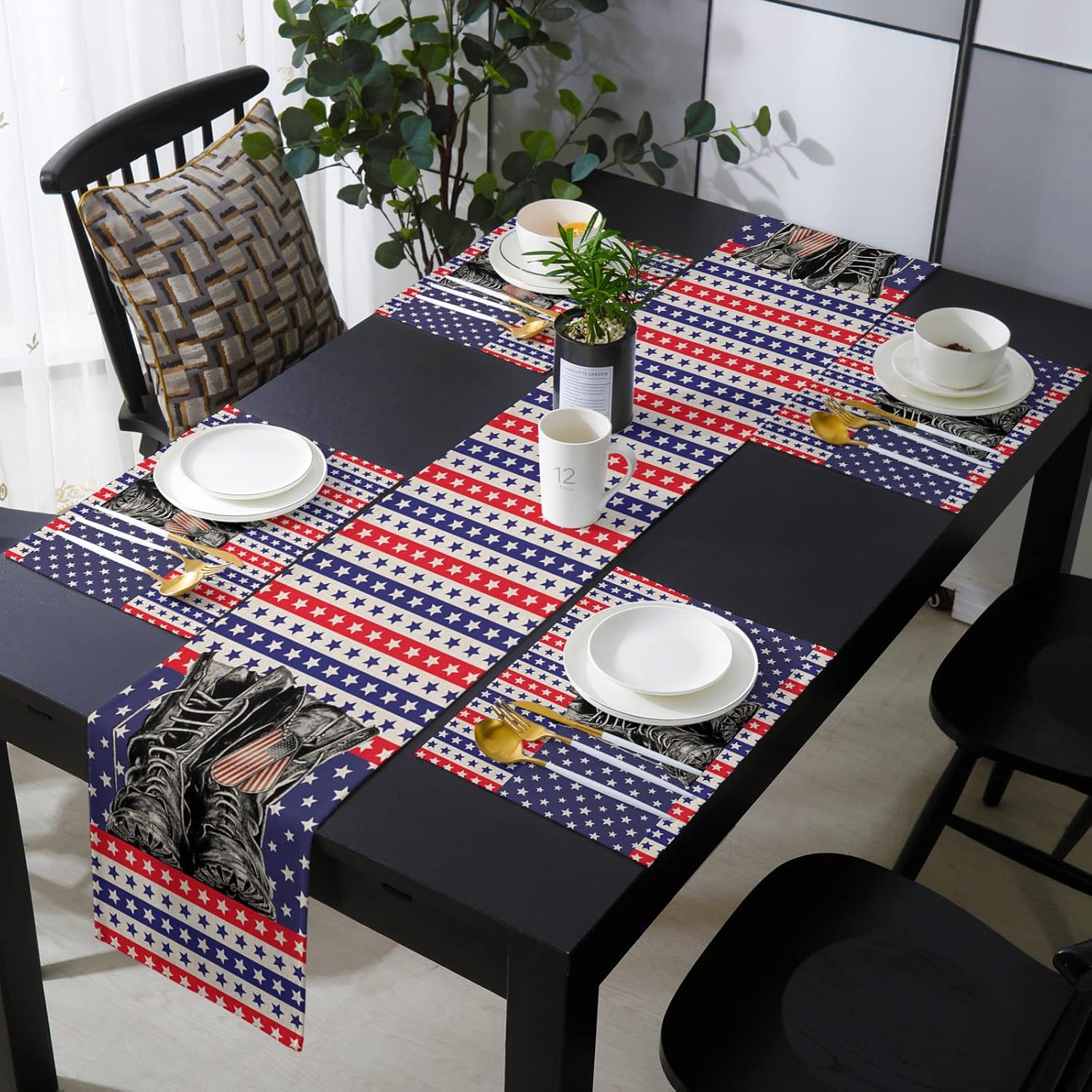 Boots Freedom Placemat with Matching Table Runner Cotton