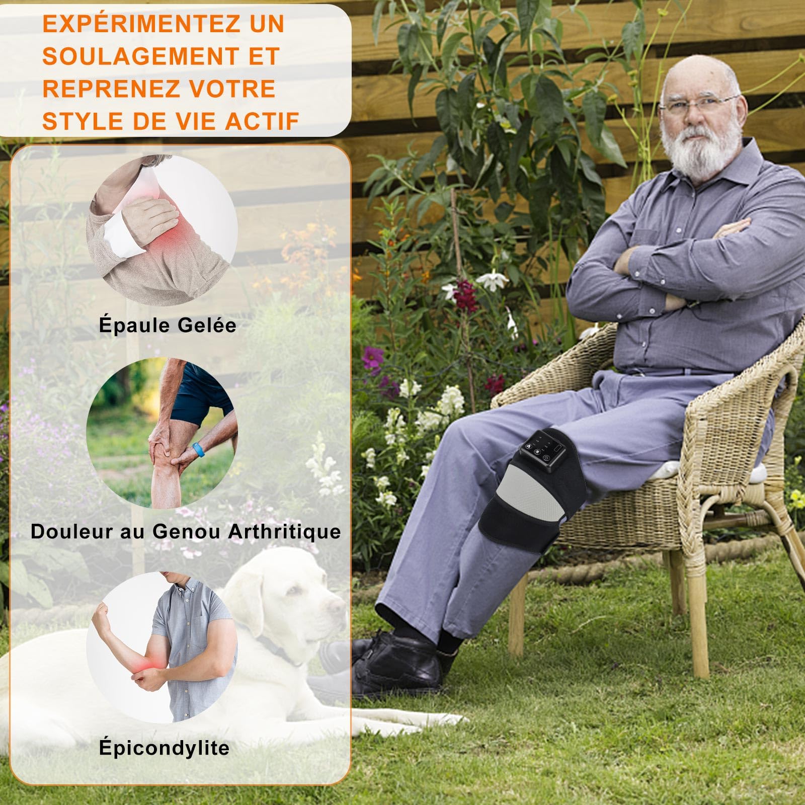 HONGJING Appareil de massage chauffant pour genoux pour soulager la douleur – Genoux, épaules et coudes avec chauffage et massage, idéal pour l'arthrite, la sciatique, le ménisque déchiré et