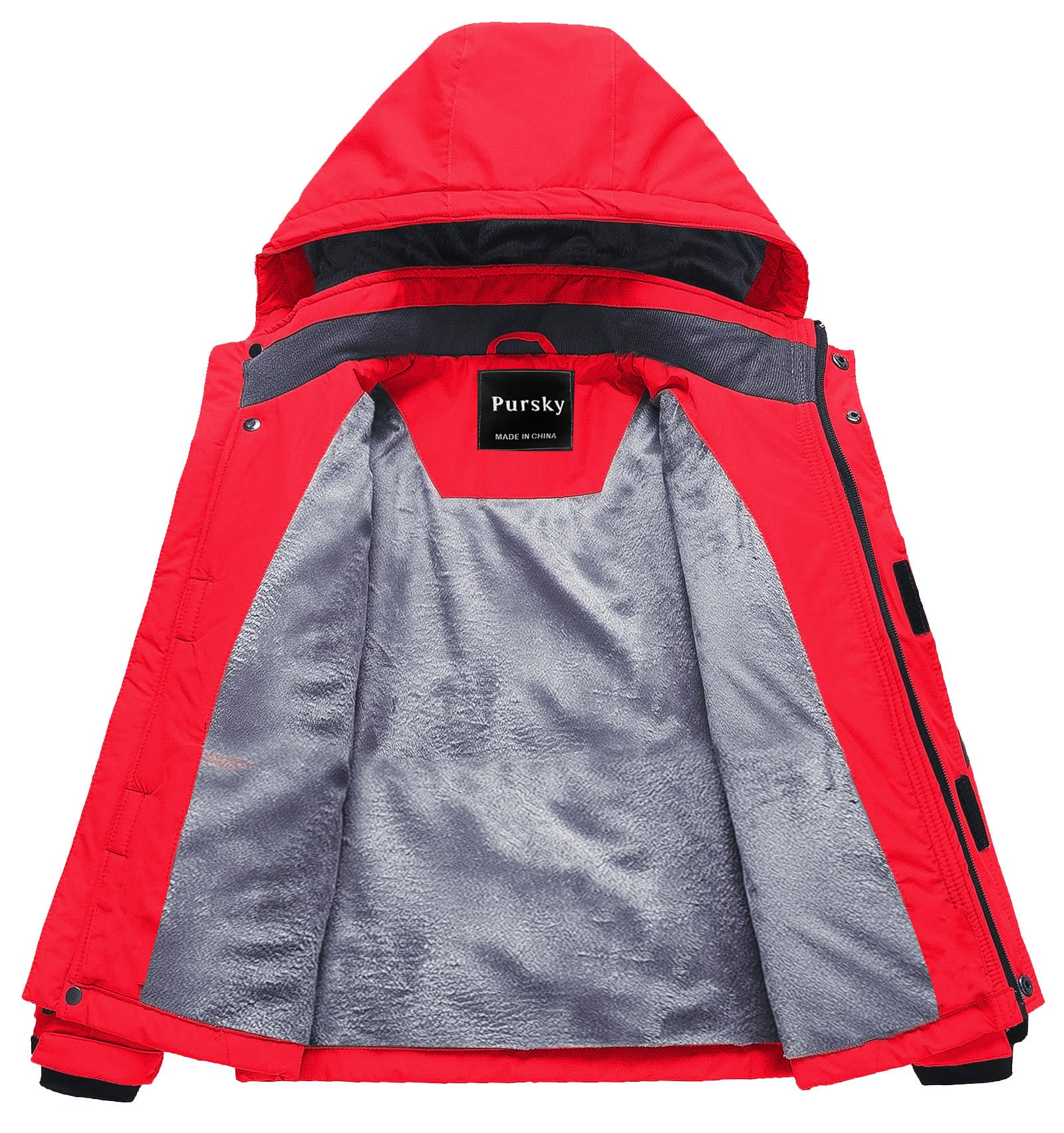 Pursky Chaqueta de esquí impermeable para niños, abrigos de nieve de forro polar, parka