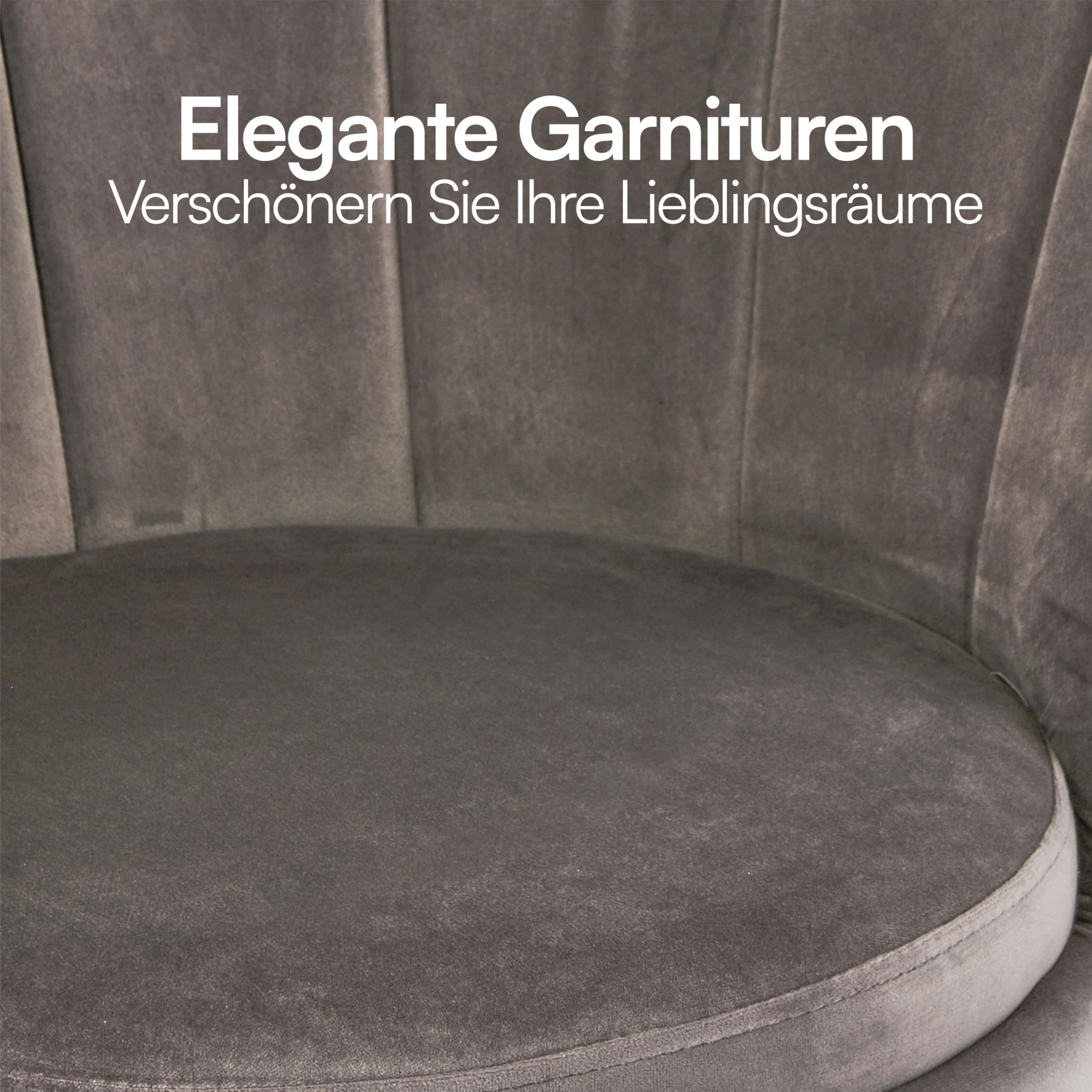 Baroni Home Gepolsterter Sessel mit Muschel-Rückenlehne aus grauem Samt mit goldenen Beinen, für Wohn- und Schlafzimmer 69x71x84 cm