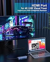 Vista 2 de TOTU Hub USB C 6 en 1, adaptador multipuerto tipo C con HDMI 4K, puertos USB 3.0/2.0, lector de tarjetas SD/TF, soporte para MacBook Pro Air