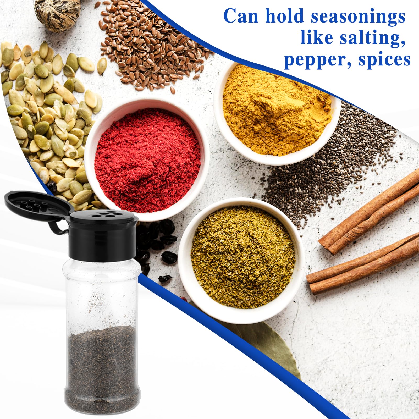 Contenori per spezie-barattoli per spezie in vetro da 8.5 once bottiglie per spezie rotonde vuote impilabili per condimenti da cucina, chicchi di caffè, tè, suger, erbe aromatiche  15