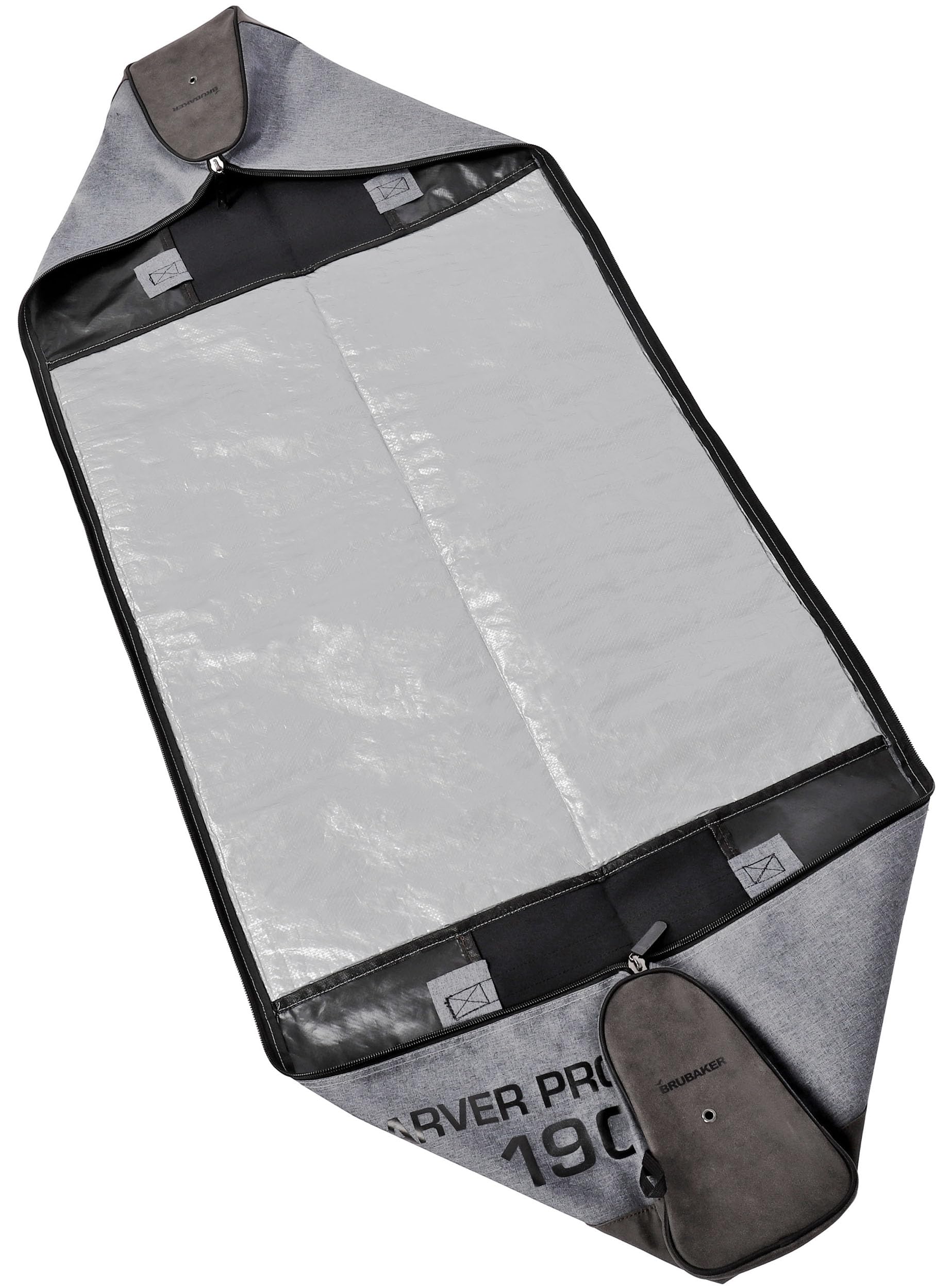 BRUBAKER Skitasche Carver Performance Grau Schwarz - Gepolsterter Skisack für 1 Paar Ski und Stöcke - Reißfester Ski Bag - 170 cm oder 190 cm