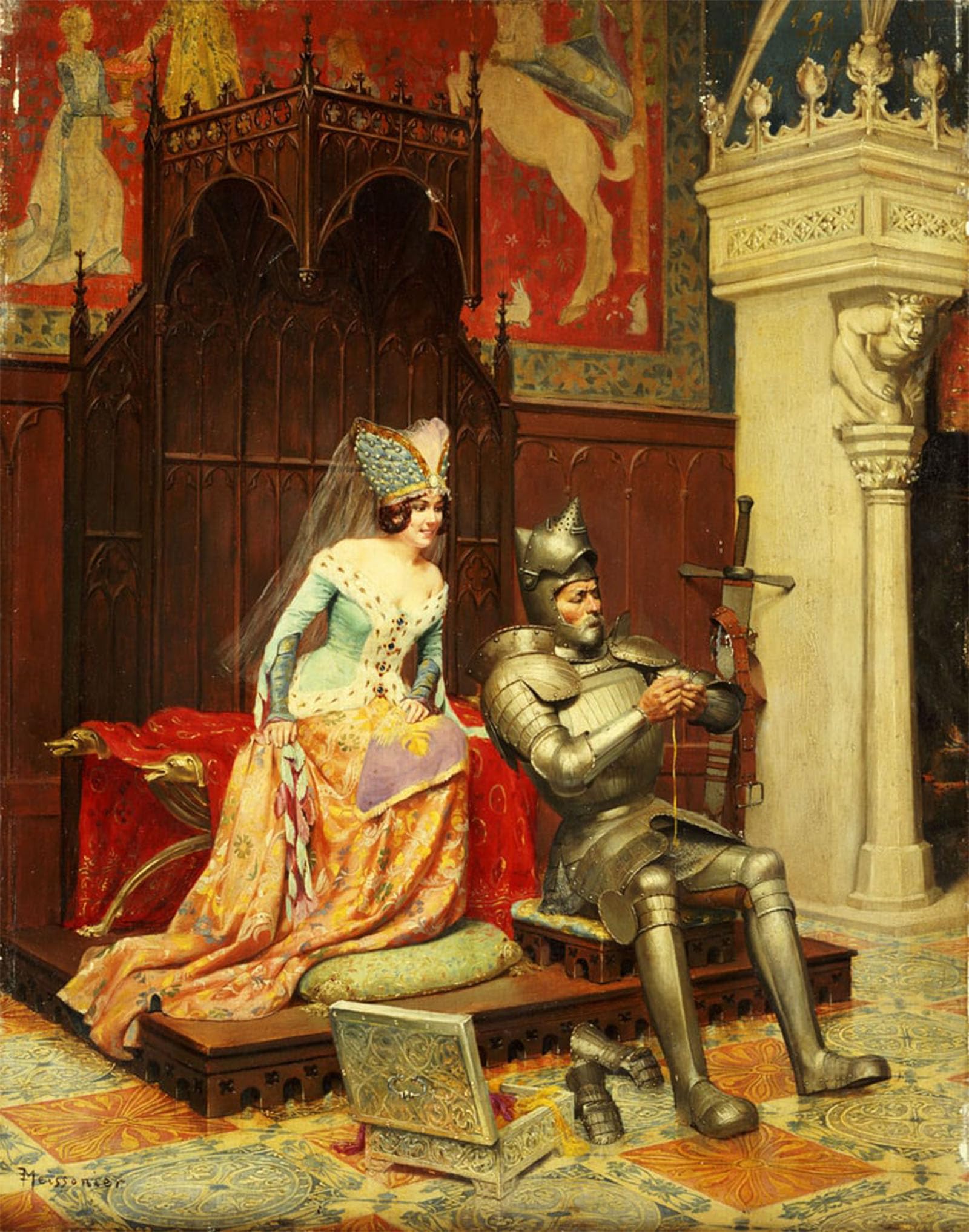 POSTERIIk Vintage Art Print Images Pictures Print an Arthurian Legend by Jean Louis Ernest Meissonier Modern Colour Posters for Office Home Decor 60x90cm