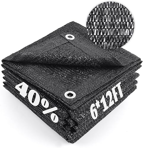 Miniatura 33 de Cool Area 55% Tela de Sombra Solar con Malla, Lona con Ojales para Cubierta de Plantas 2x5m, Toldo para Patio, Jardín, Pérgola, Invernadero, Negro