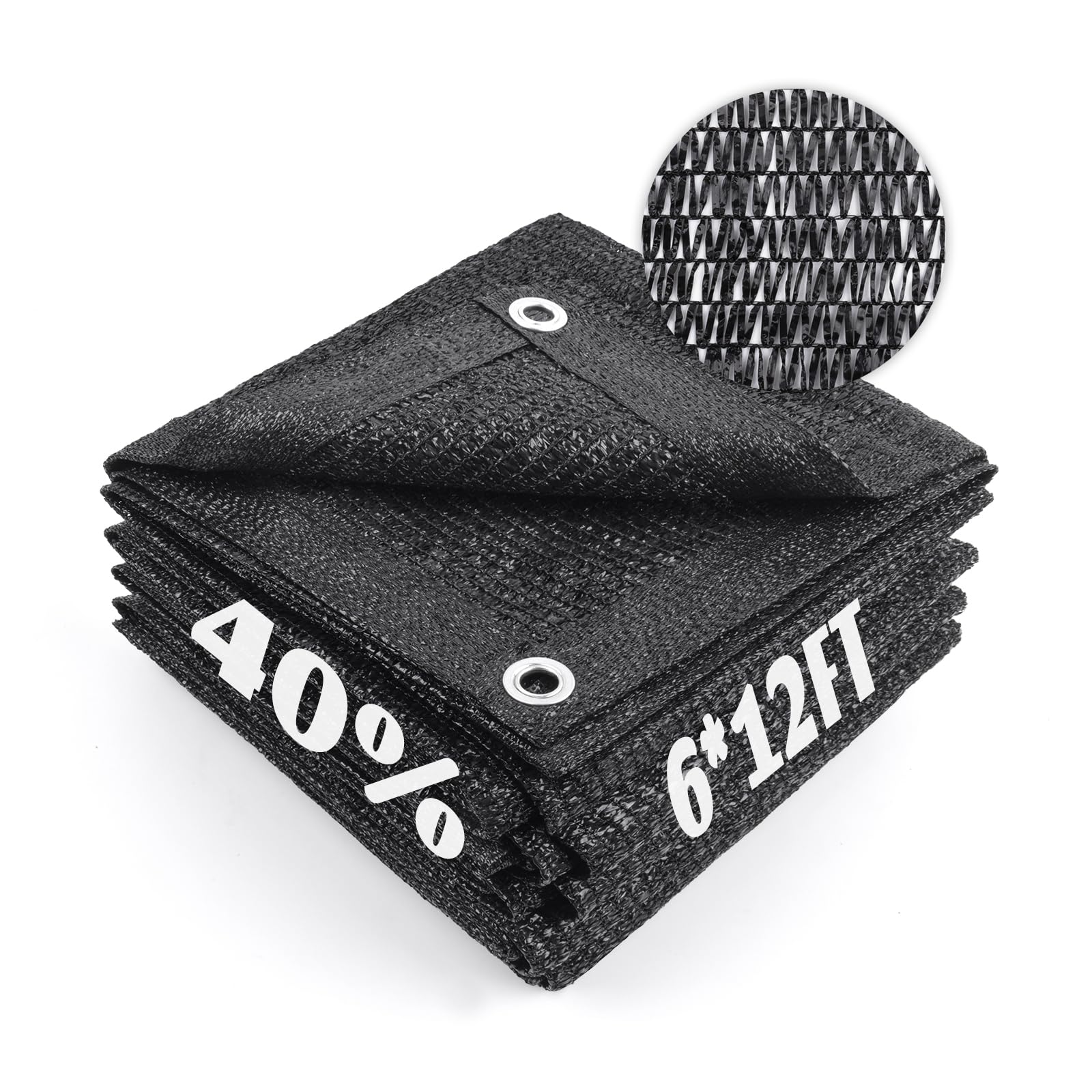 Cool Area 40% Sun Shade Cloth Mesh Tarp with Grommets for Plant Cover 6x12ft Patio Canopy Garden Pergola Blackhouse Car Barn Kennel Black — image 1