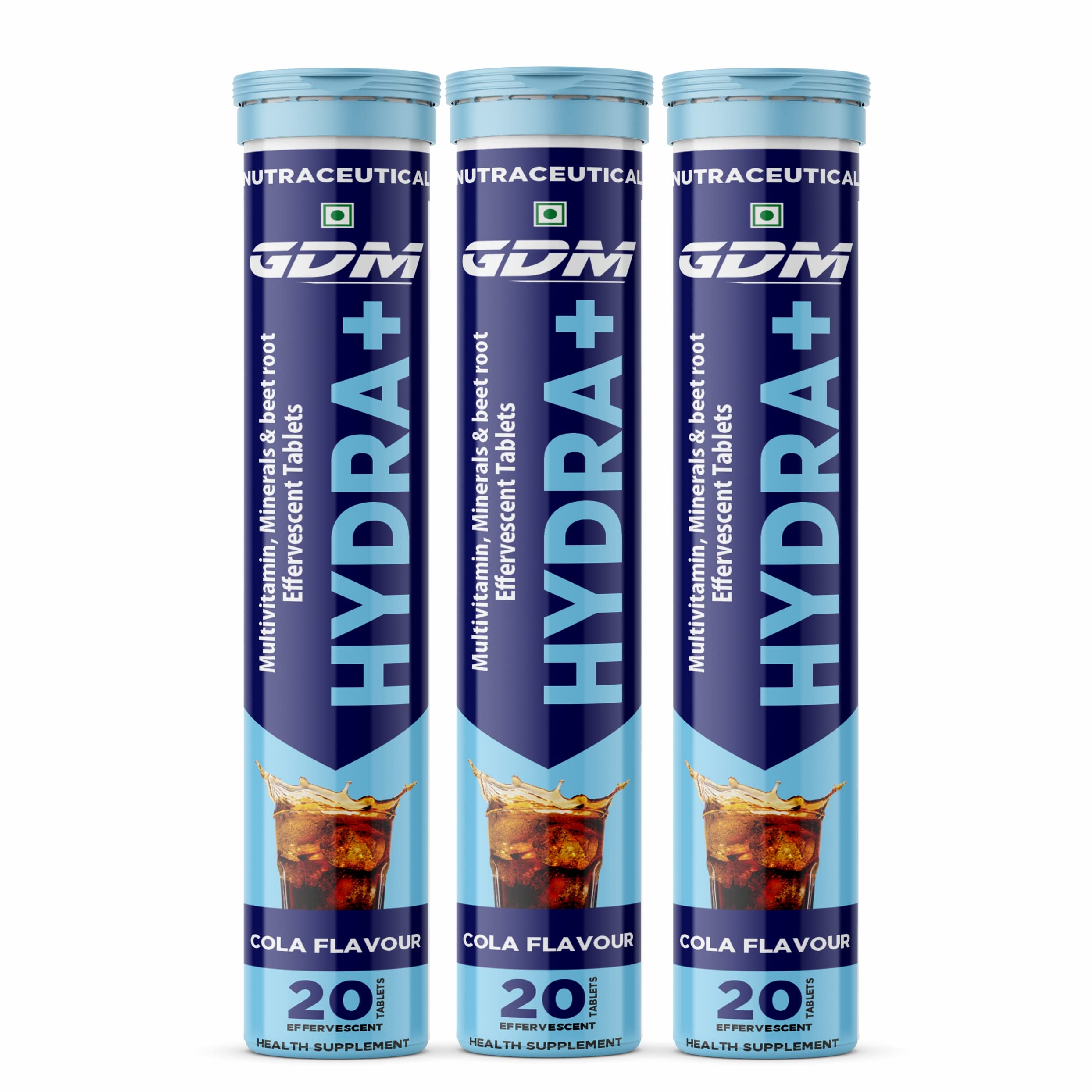 HYDRA + (ELECTROLYTES, ANTIOXIDANTS & CARBOHYDRATE) EFFERSVESCENT TABLETS (COLA, PACK OF 60 TABLETS)