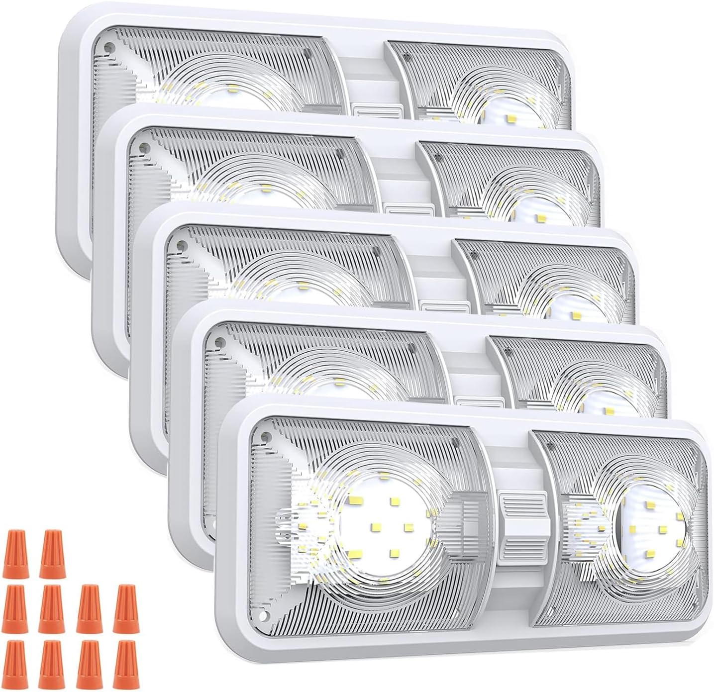 Youtime 5CCT LED RV Dome Ceiling Lights, On/Off Switch, Surface Mount Interior Puck Light, Slim Motorhome, Trailer, Camper Lighting, 5W, 2700K/3000K/3500K/4000K/5000K, 4.5 Inch (10 Pack)