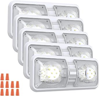 Youtime RV Lights Interior 12V Led Lights 600LM,8W, RV Led Lights,RV Ceiling Dome Light with Switch for RV/Camper/Trailer/Boat/Car Natural White,4000K-4500K,5pack