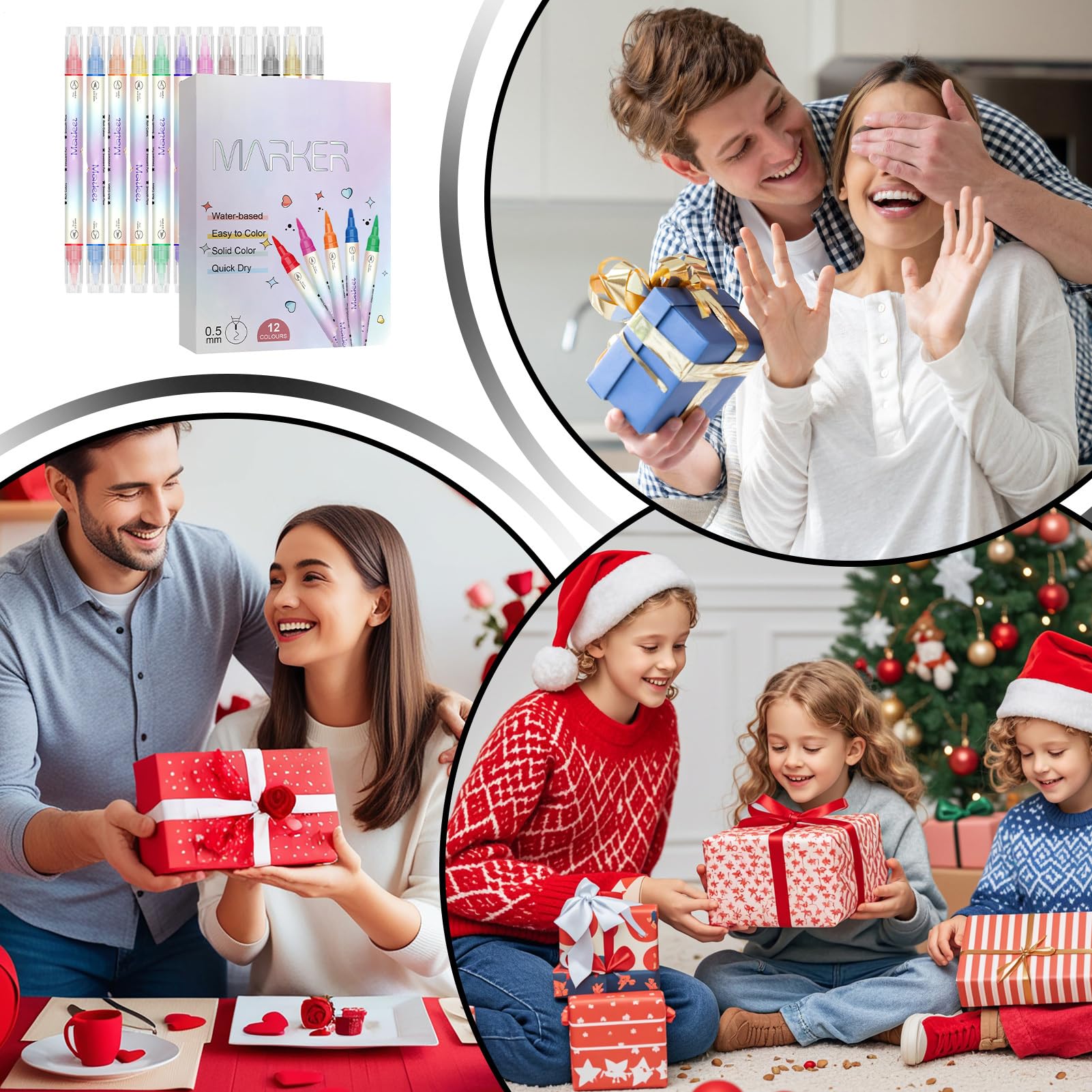 Penna Smalto per Unghie,Set 12 Colori ad Acqua - Pennarelli Smalto A Doppia Punta Per Bambini - Per Donne E Ragazze Gel Manicure Puntinatura Disegno E Pittura