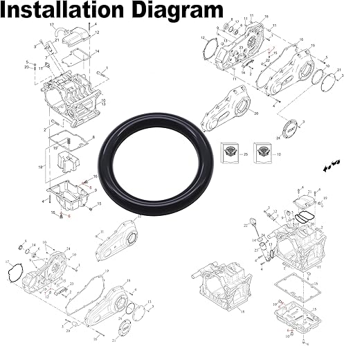 Miniatura 4 de MEAJOO 25PCS #11105 Reemplazo de junta tórica para Harley Davidson Tapa de bomba de aceitetapón de drenaje de transmisión Junta tórica (negro)