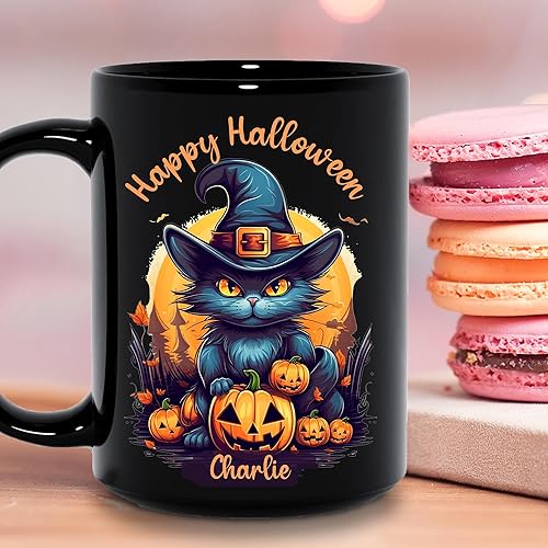 Miniatura 2 de Regalos personalizados para amantes de los gatos de Halloween para mujeres, día de San Valentín, regalos de Halloween para ella, taza de café de
