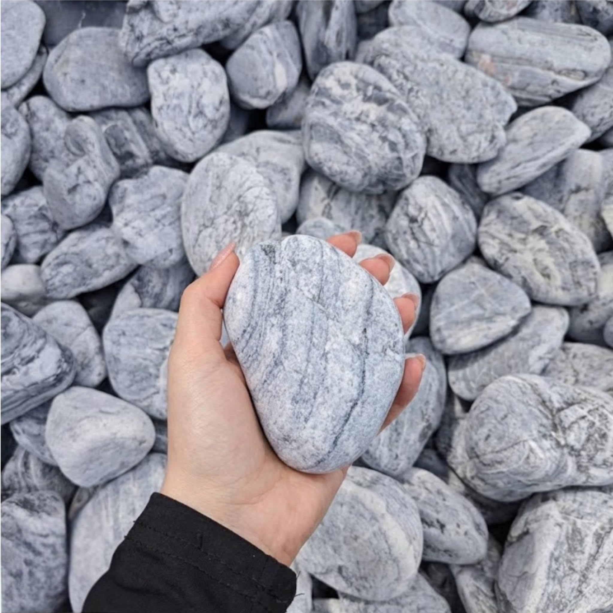 Dekosteine Grau 4-8 cm 20 kg Kieselsteine für Teich Gabionen Gartendeko