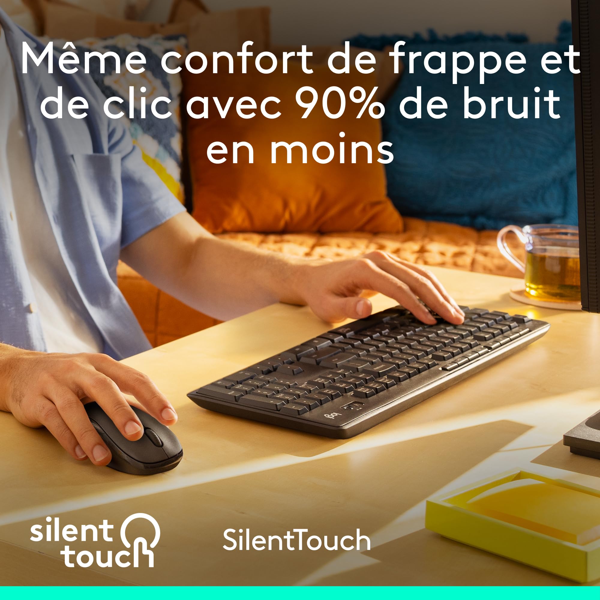 Logitech MK295 Silent ensemble souris et clavier sans fil SilentTouch AZERTY Français Gris